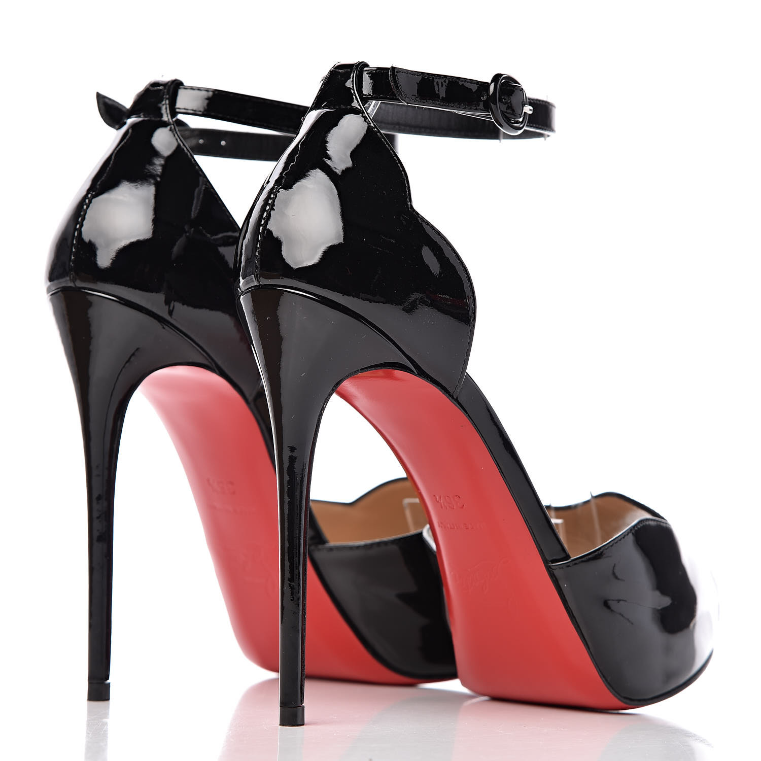 CHRISTIAN LOUBOUTIN Patent Aketata 120 Ankle Strap Peep Toe Pump 36.5 ...