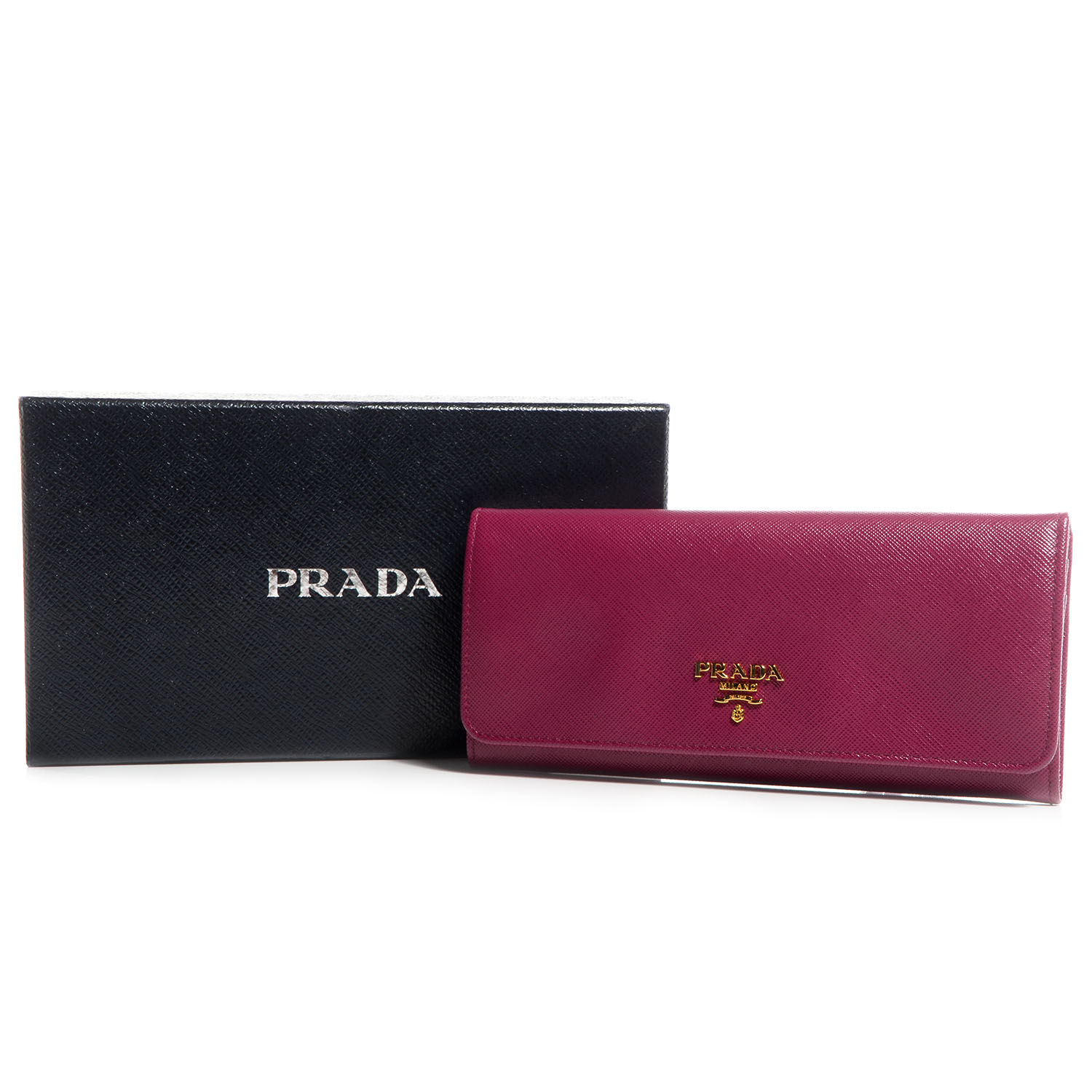PRADA Saffiano Metal Continental Flap Wallet Ametista 72173