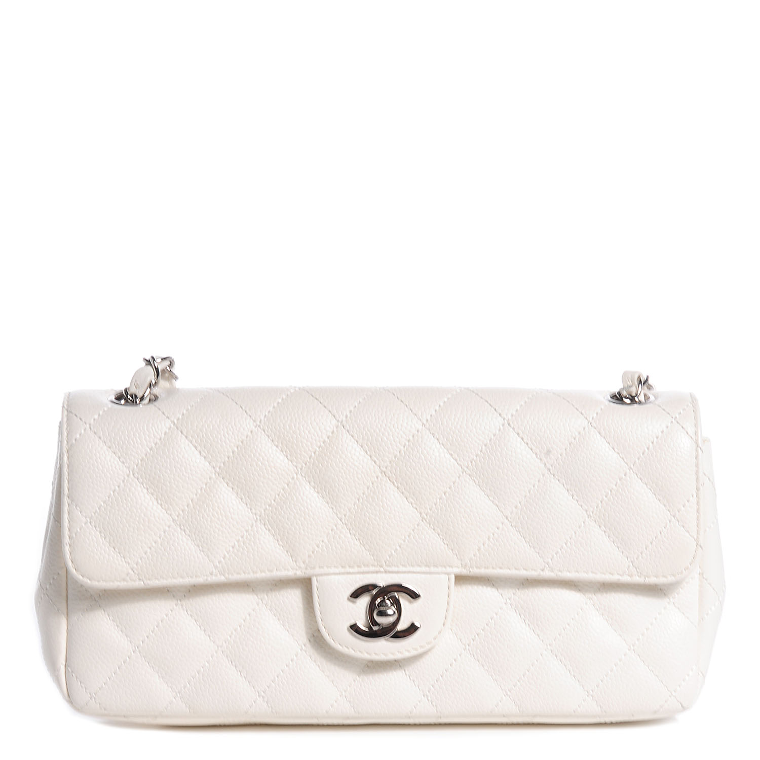 CHANEL Caviar East West Flap White 76620