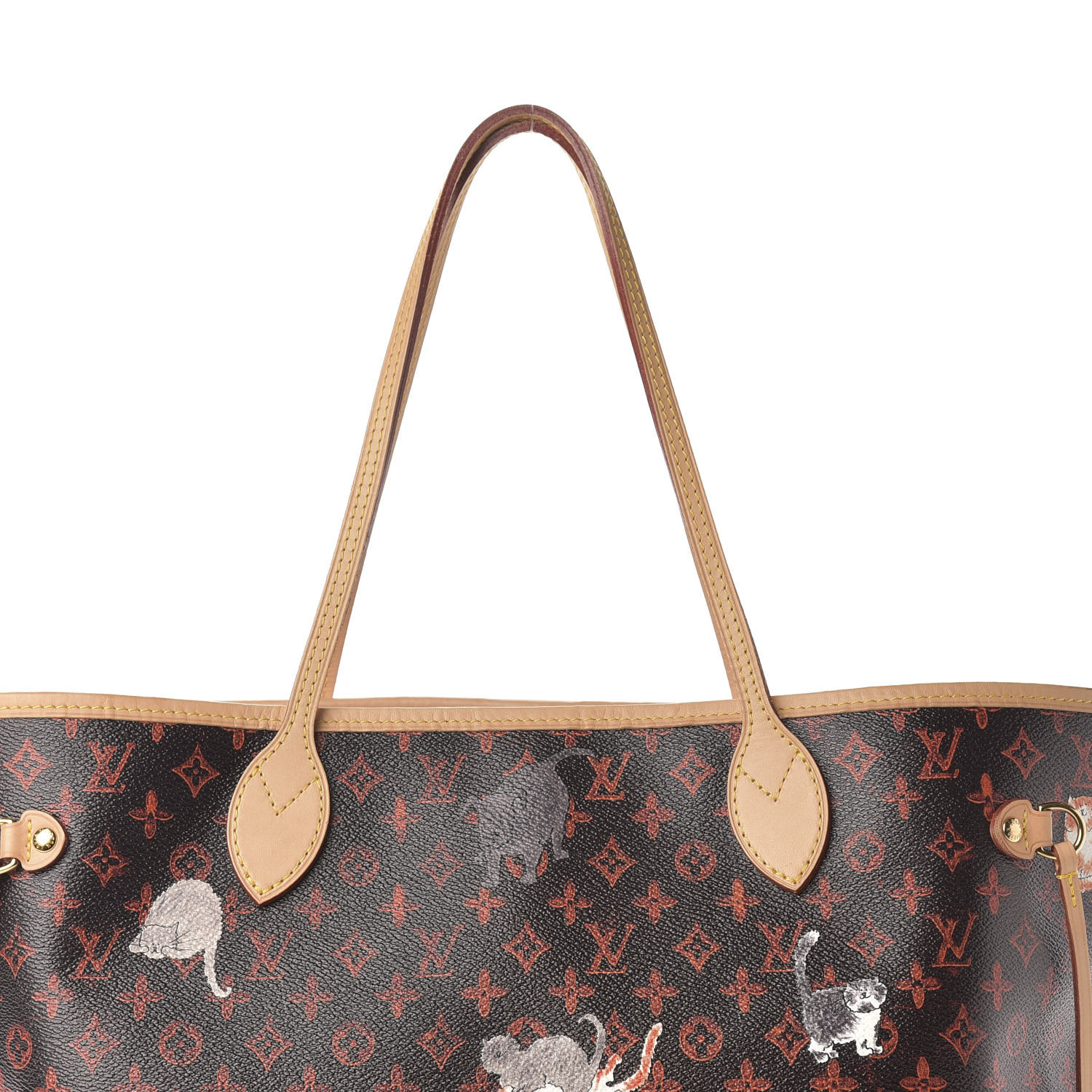 Louis Vuitton Neverfull Pochette Limited Edition Grace Coddington Catogram  Canvas Large Brown 91106134