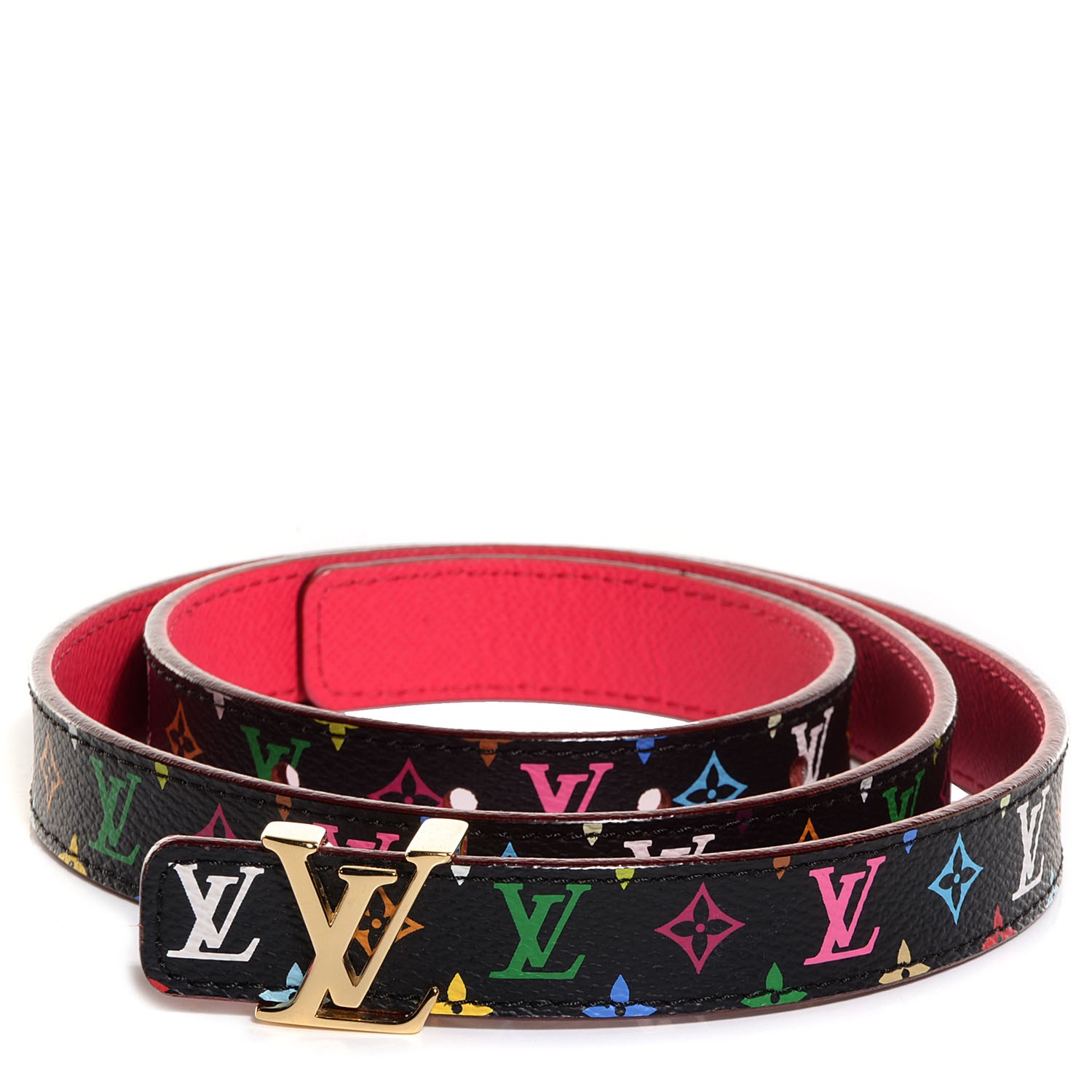 LOUIS VUITTON Multicolor LV Initiales Belt 80 32 Noir Grenade 98971