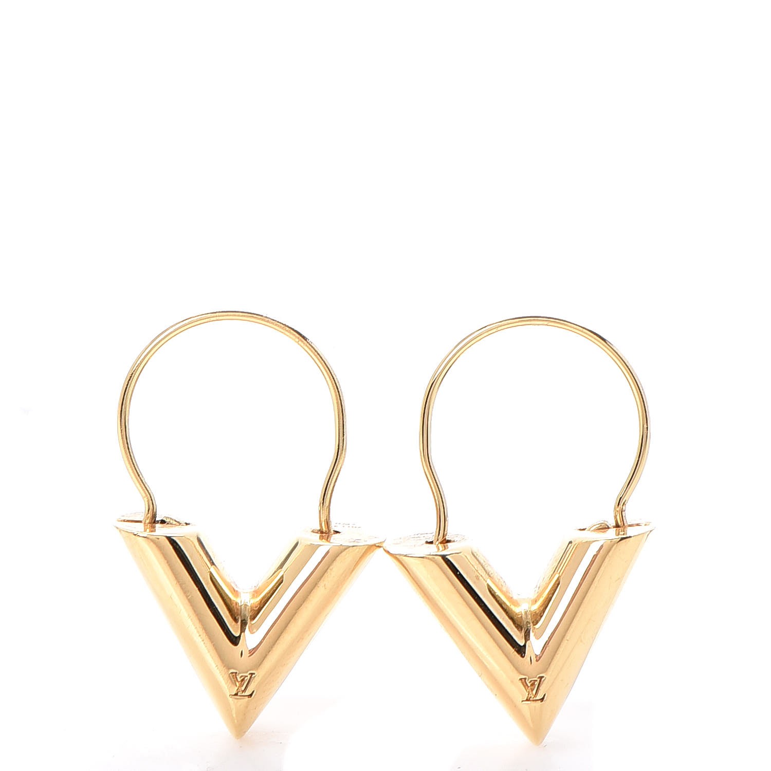 LOUIS VUITTON Essential V Hoop Earrings Gold 256079