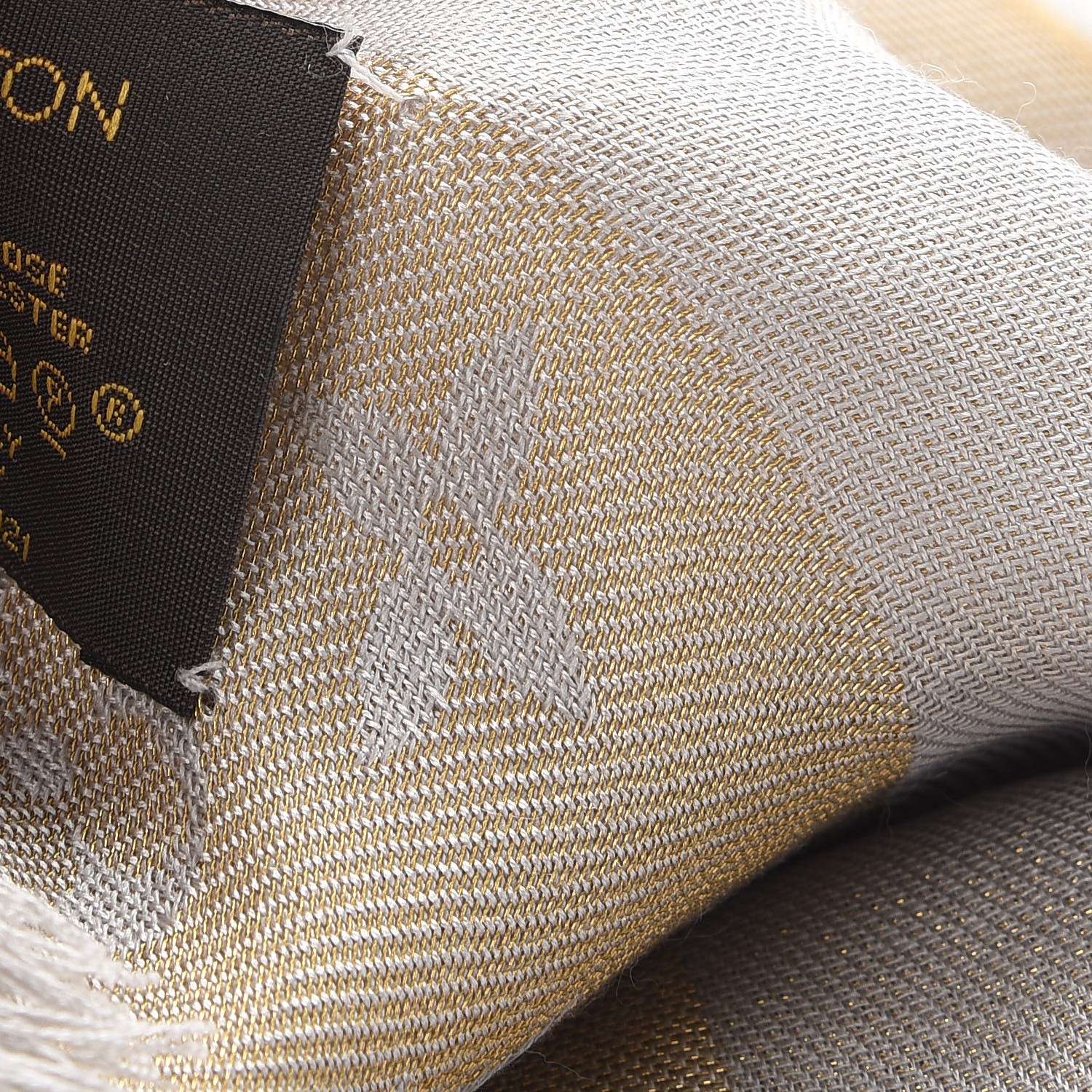 LOUIS VUITTON Silk Wool Monogram Shine Shawl Charcoal Greige 256095