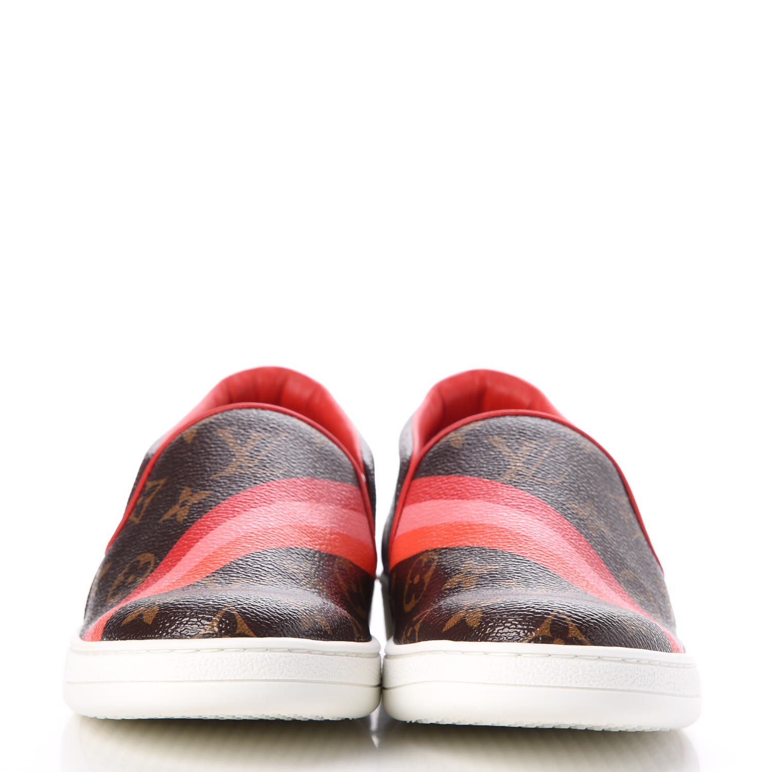 LOUIS VUITTON Monogram Frontrow Slip On Sneakers 35.5 Rouge 267444