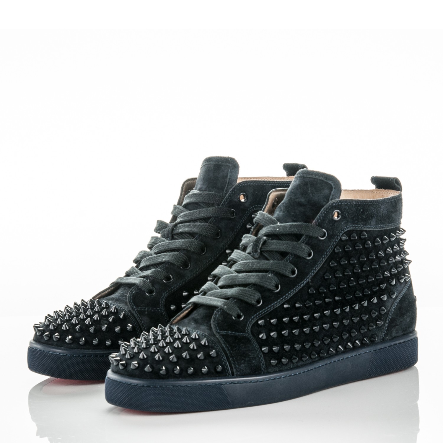 CHRISTIAN LOUBOUTIN Mens Suede Louis Spikes Flat Sneakers 45 Nuit 177919