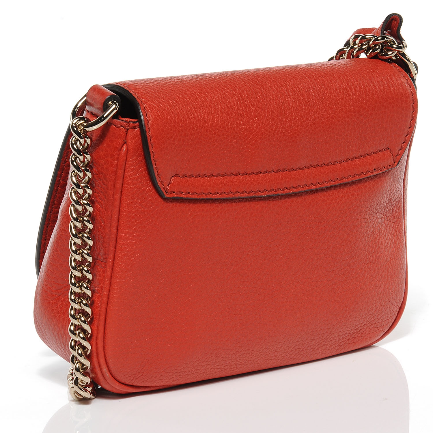 GUCCI Leather Small Soho Chain Shoulder Bag Dark Orange 52725