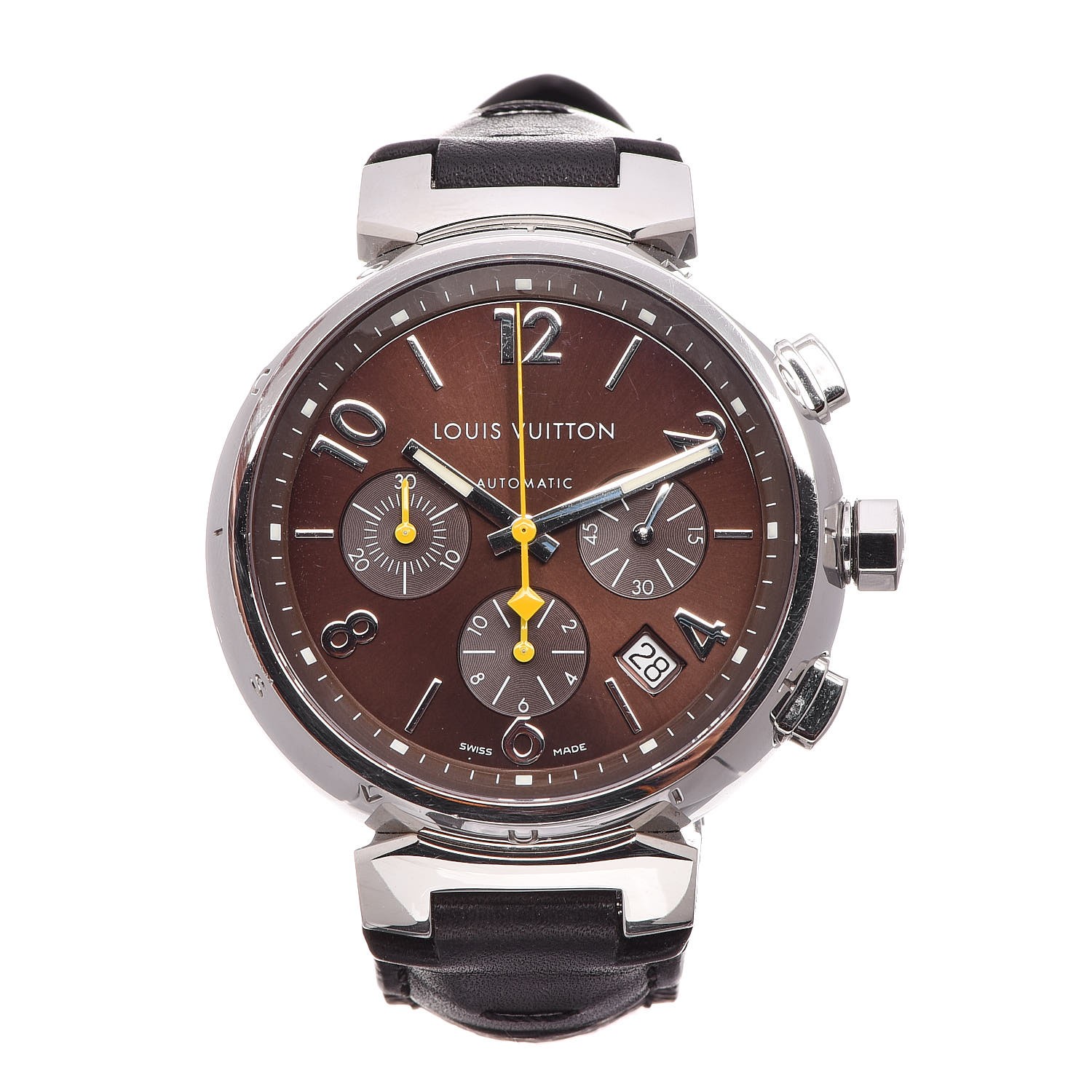 LOUIS VUITTON Stainless Steel Monogram 39.5mm Tambour Chronograph Automatic Watch 330972