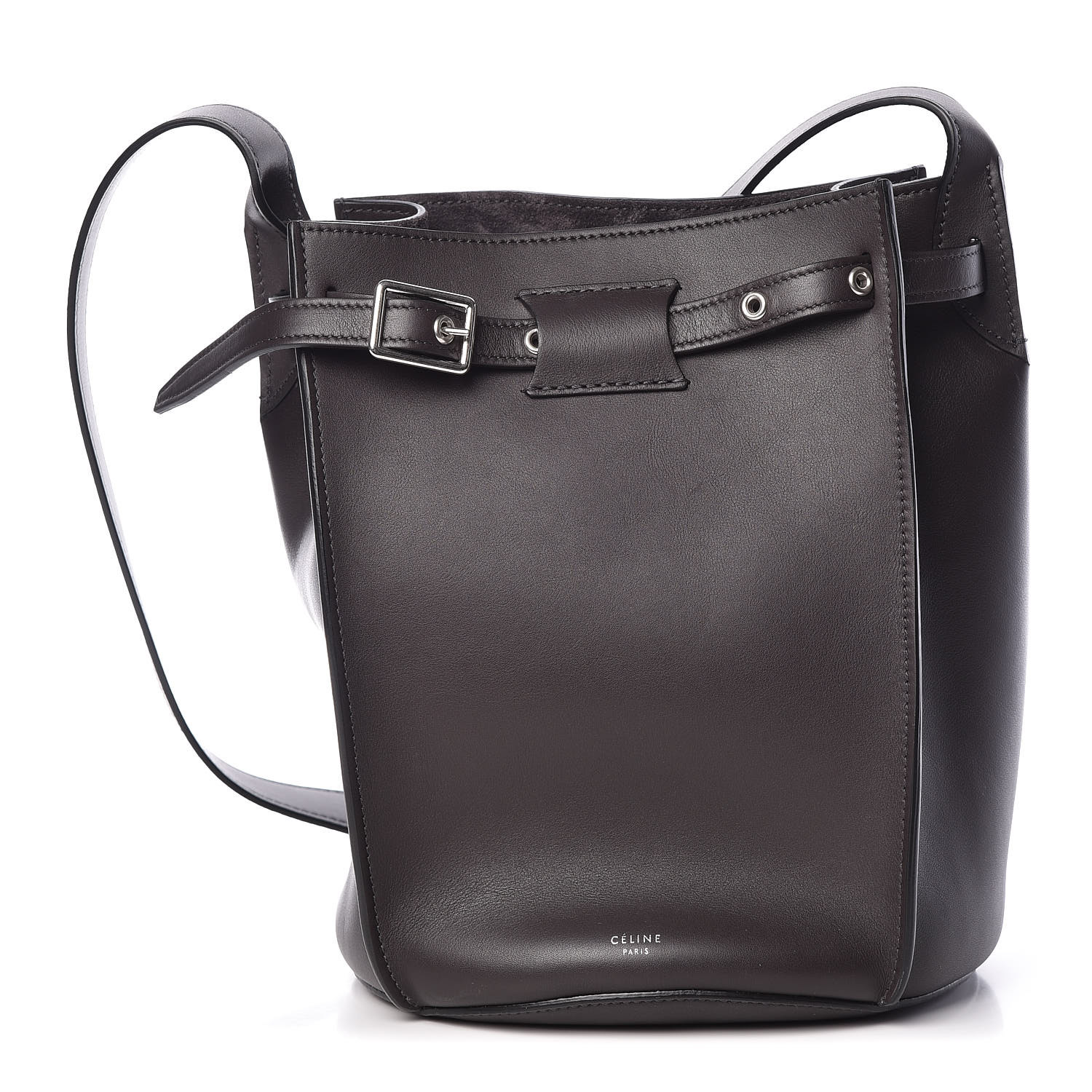 Celine Smooth Calfskin Long Strap Bucket Bag Liquorice