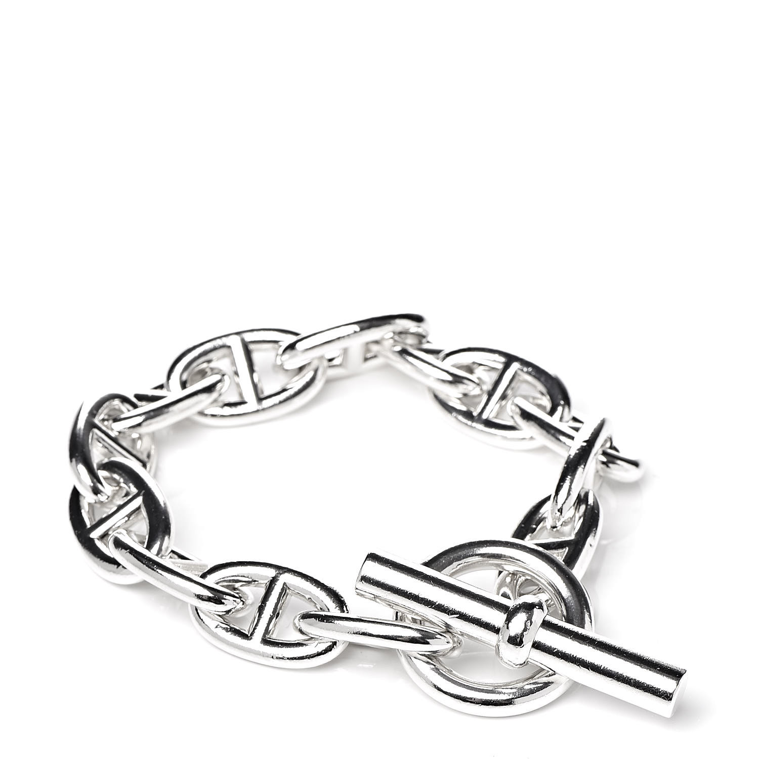 HERMES Sterling Silver Very Large Chaine D'Ancre Bracelet 13 421955