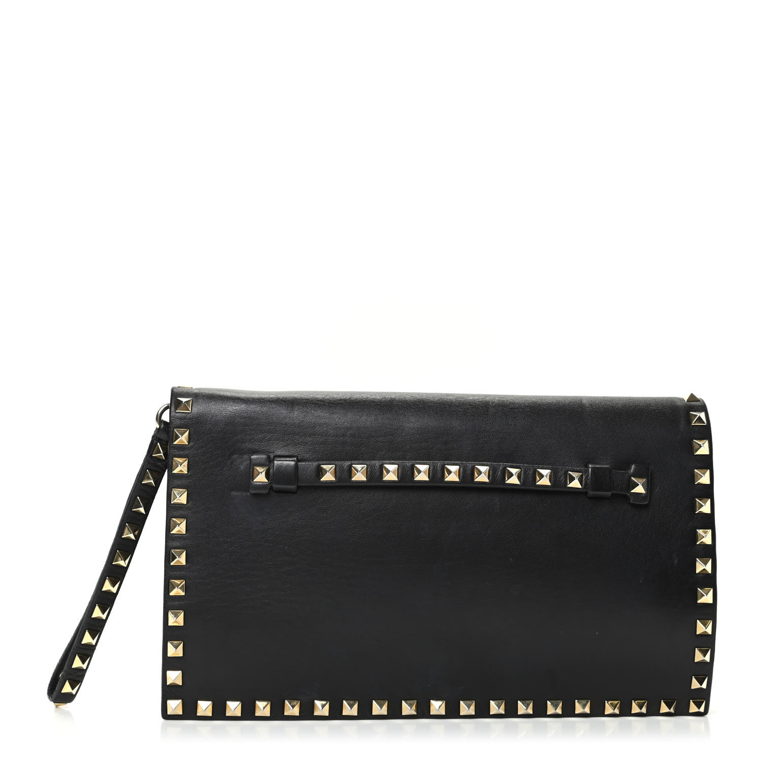 VALENTINO Nappa Rockstud Wristlet Clutch Black 751869 | FASHIONPHILE