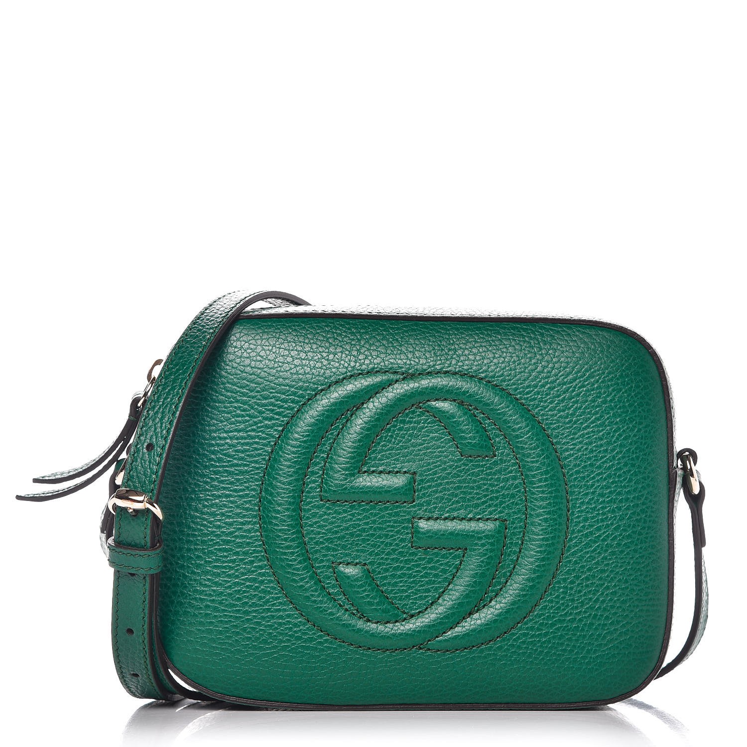 GUCCI Pebbled Calfskin Small Soho Disco Bag Emerald Green 282489