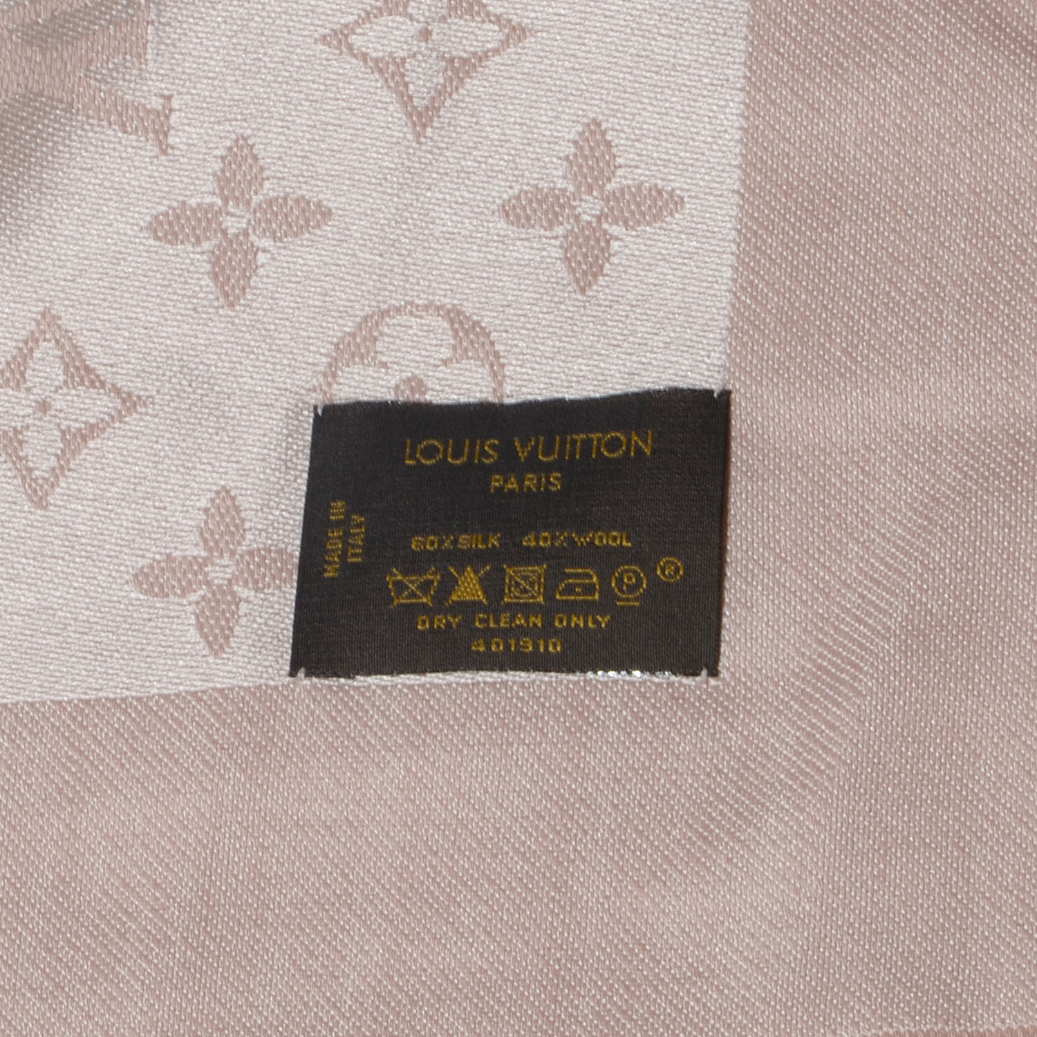 LOUIS VUITTON Silk Wool Monogram Denim Shawl Rose 67319
