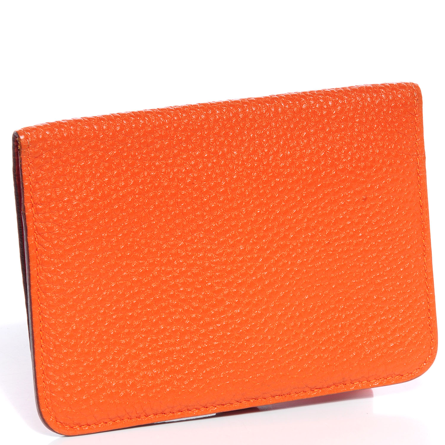 HERMES Togo Dogon Compact Wallet Orange 88055