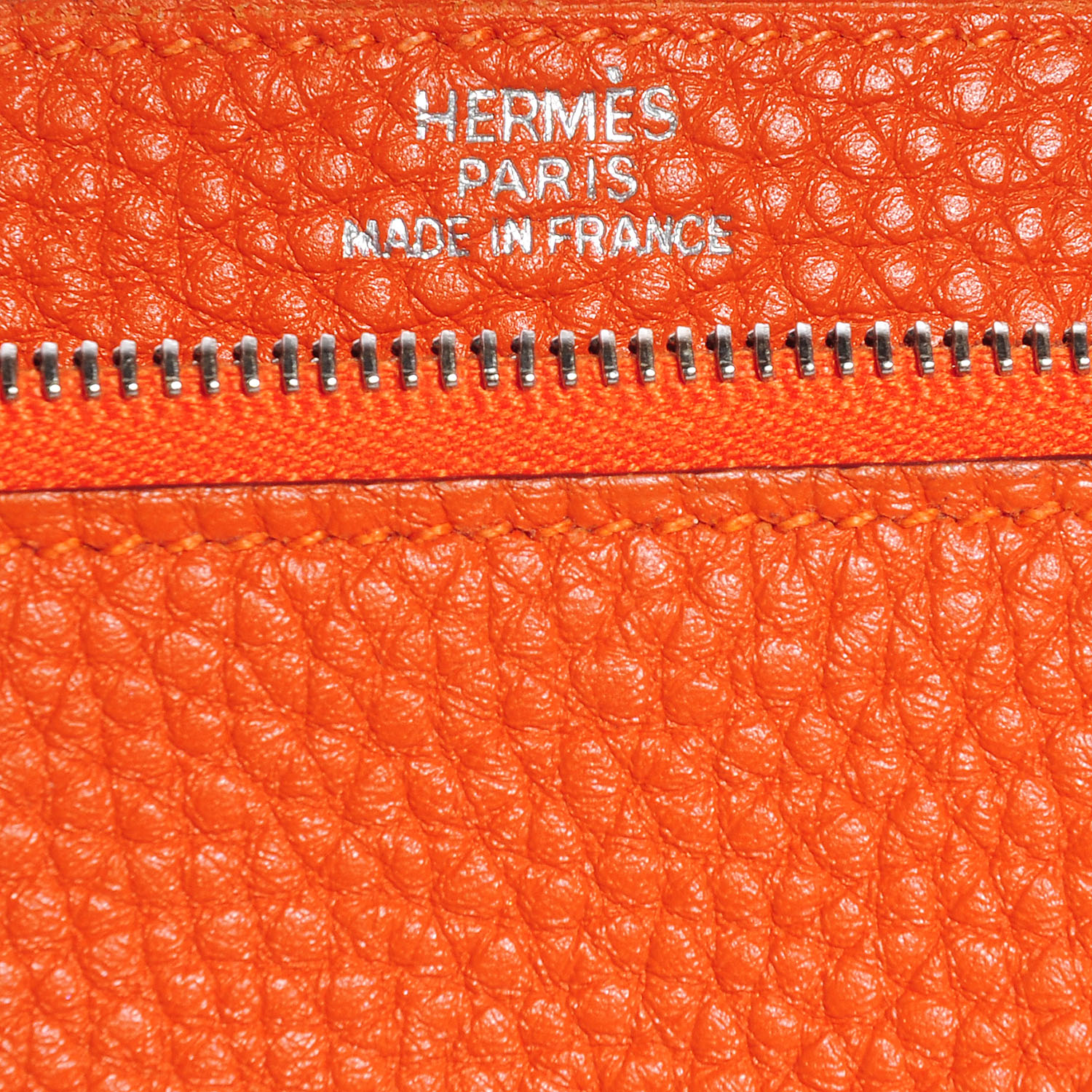 HERMES Togo Dogon Compact Wallet Orange 88055