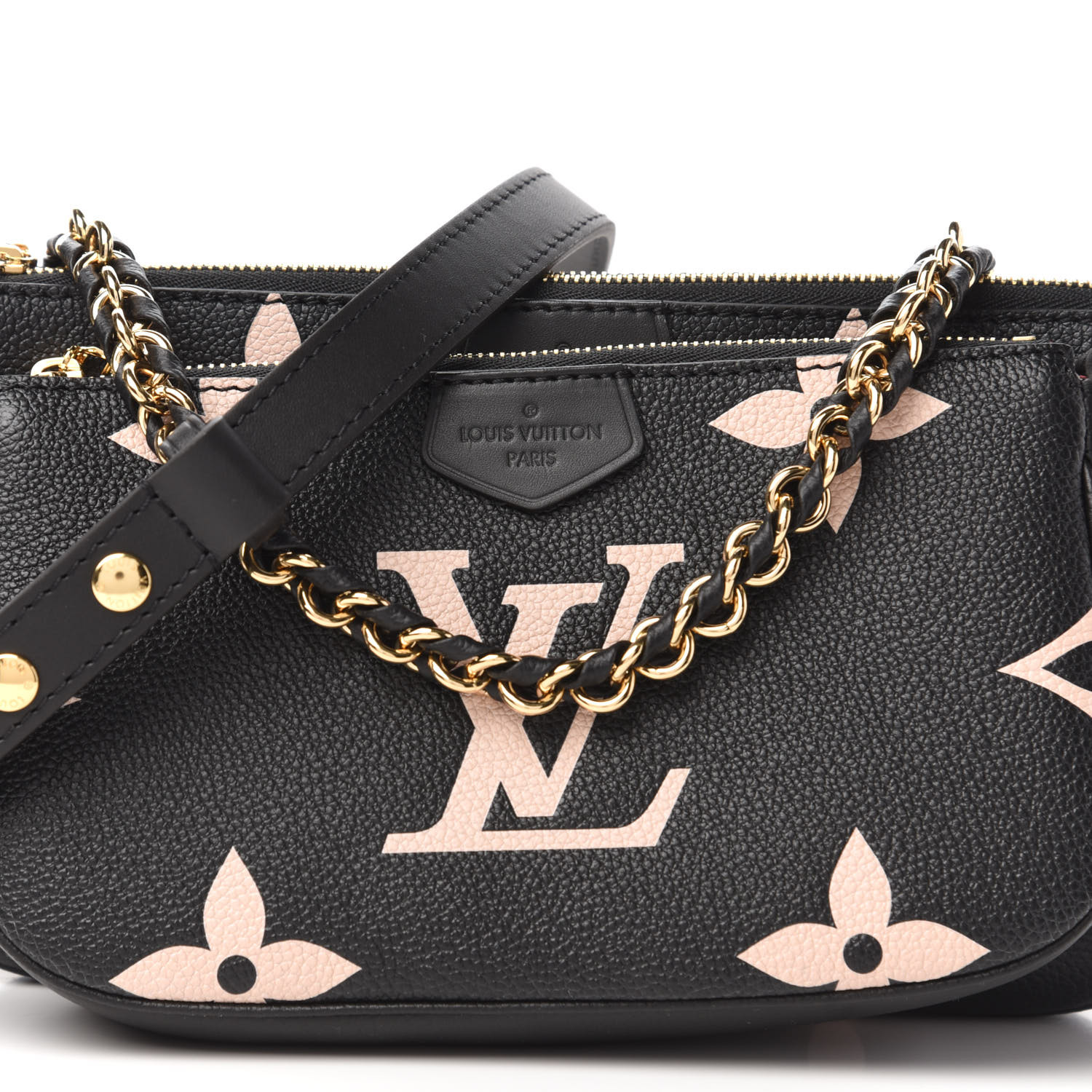 louis vuitton mini pochette accessoires bicolore black beige monogram empreinte