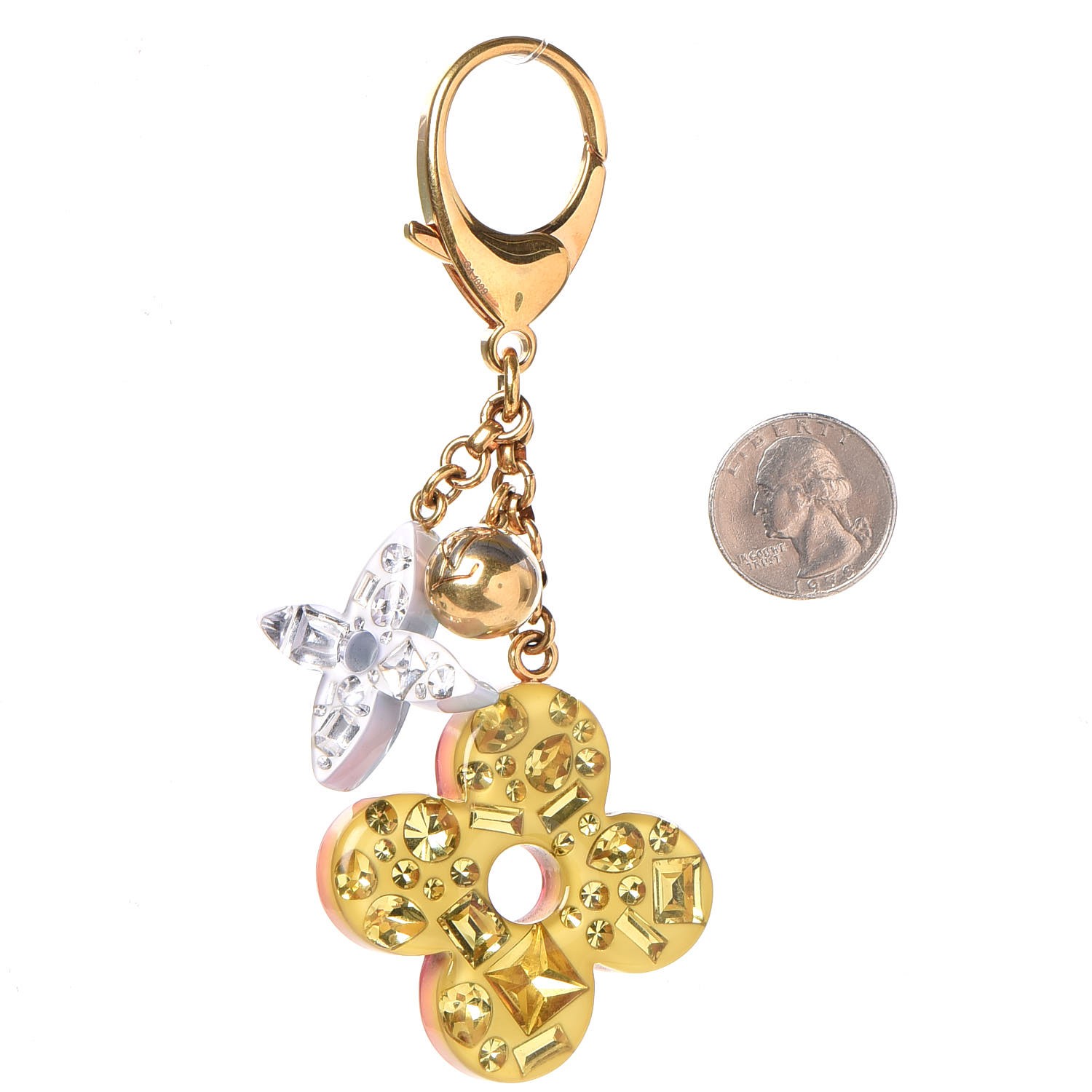 louis vuitton phone ring flower strass LOUIS VUITTON Resin Strass Glam Flower Bag Charm Multicolor 272817