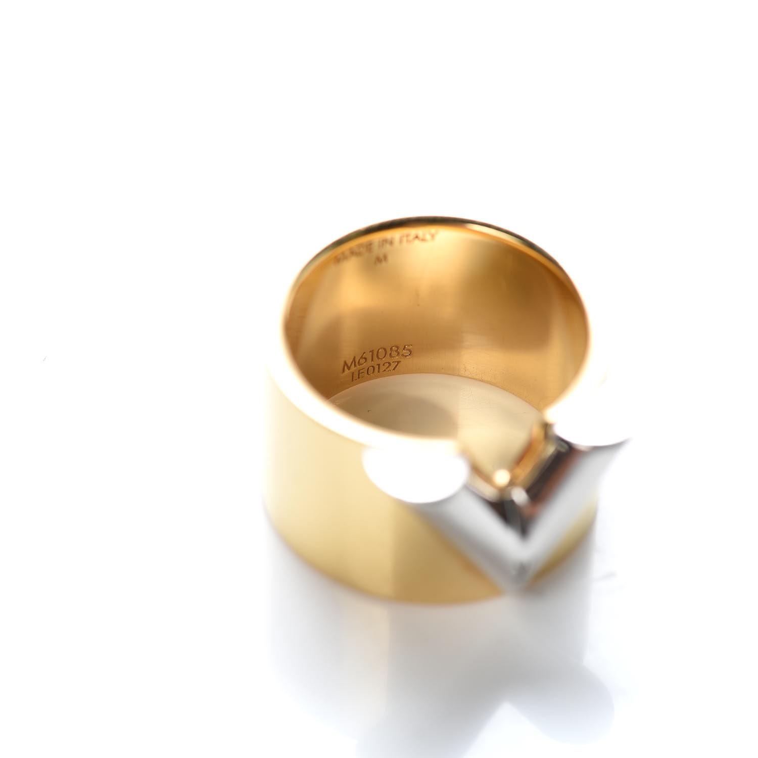 LOUIS VUITTON Brass Essential V Ring M Gold Silver 476109