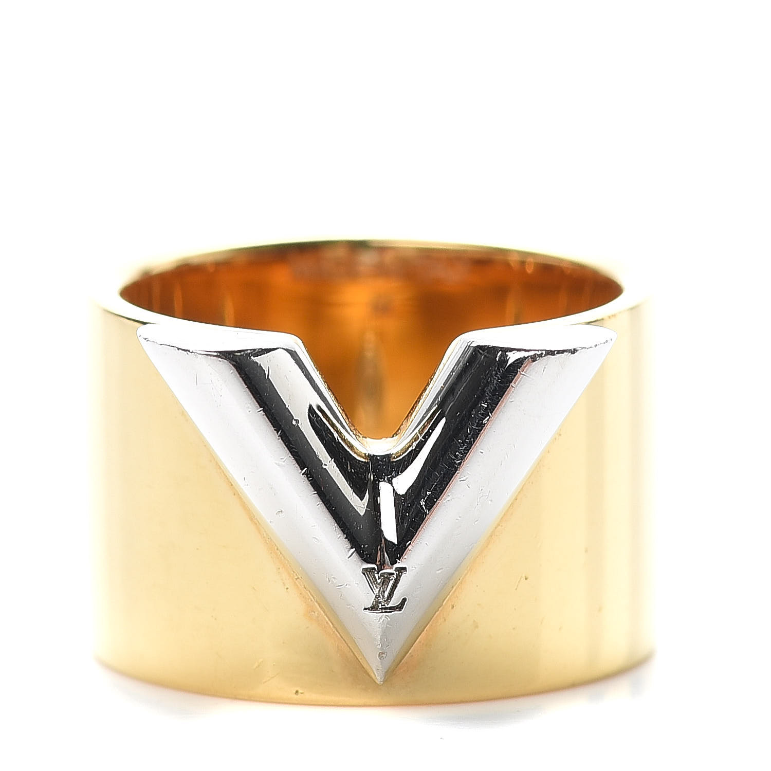 LOUIS VUITTON Brass Essential V Ring M Gold Silver 476109