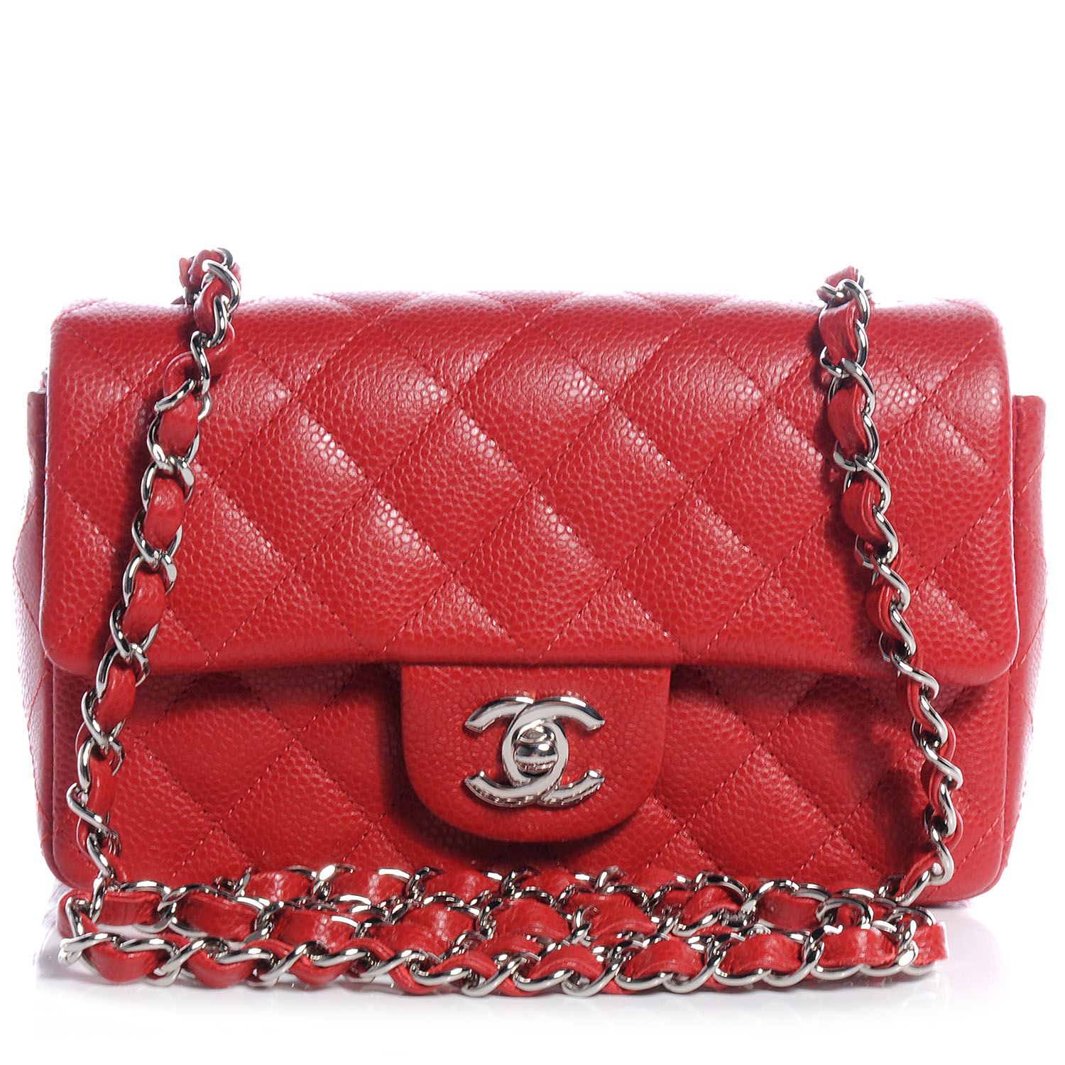 CHANEL Caviar Quilted Mini Flap Red 58760