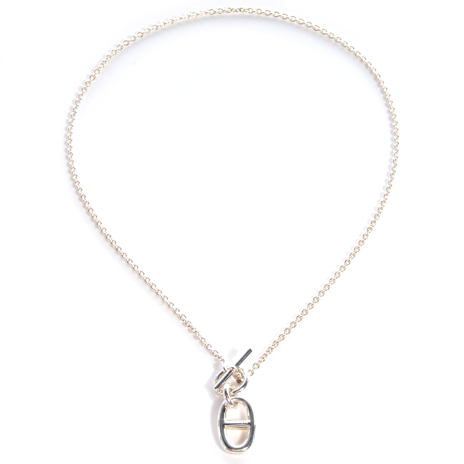 HERMES Sterling Silver Amulette Chaine d'Ancre Necklace 58749