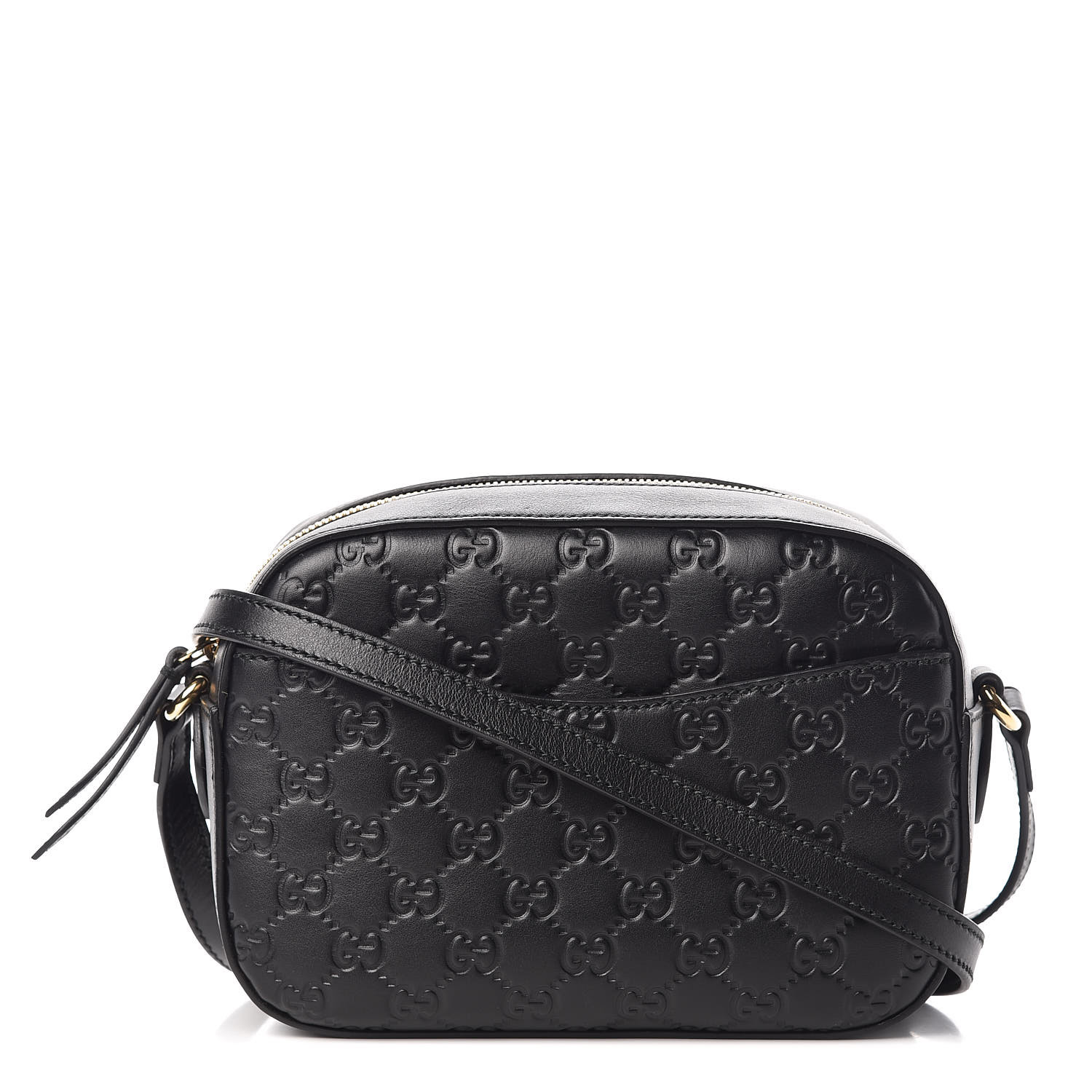 GUCCI Guccissima Small Signature Camera Bag Black 358058