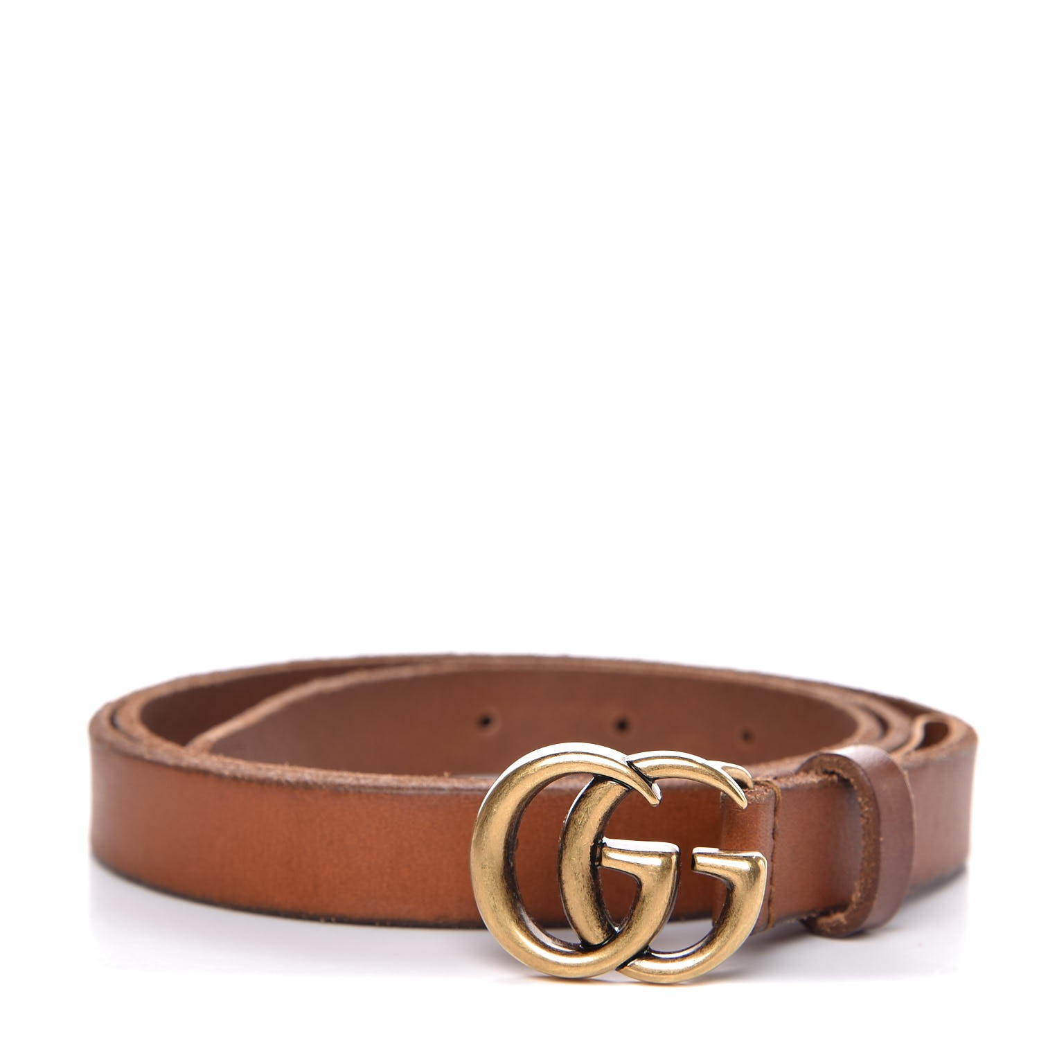 GUCCI Faded Calfskin Double G Belt 95 38 Brown 299887