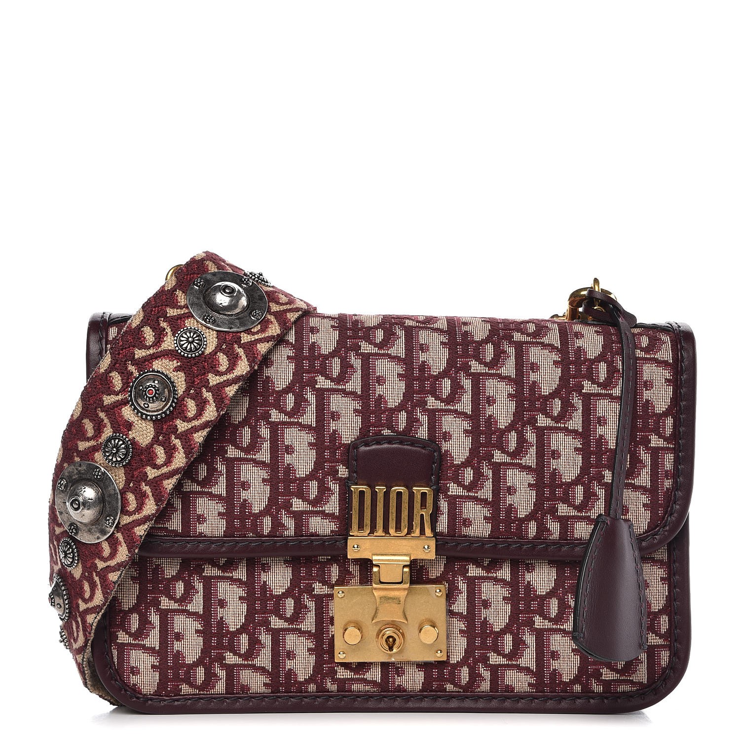 CHRISTIAN DIOR Oblique Dioraddict Flap Bag Burgundy 293139