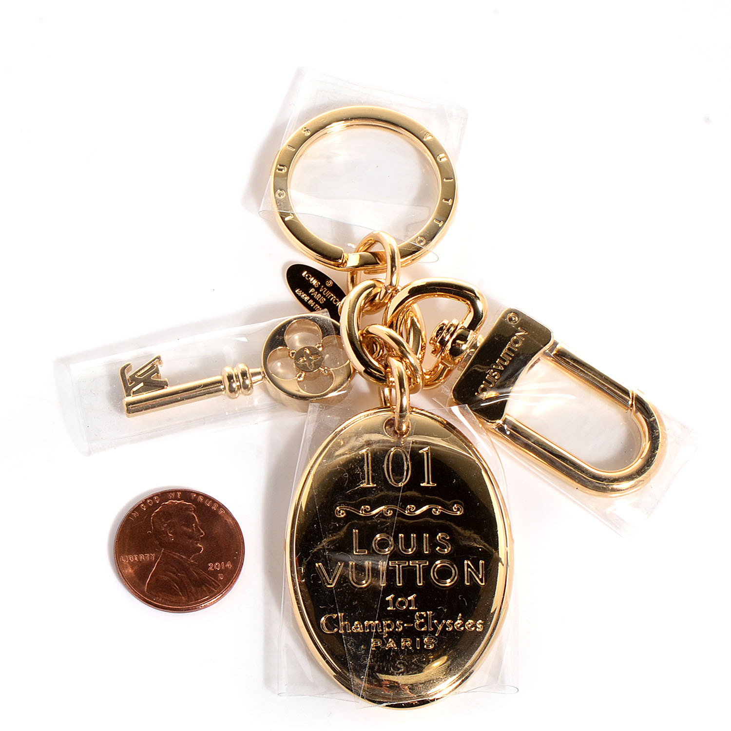 LOUIS VUITTON 101 Champs Elysees Maison Key Charm Gold 90545