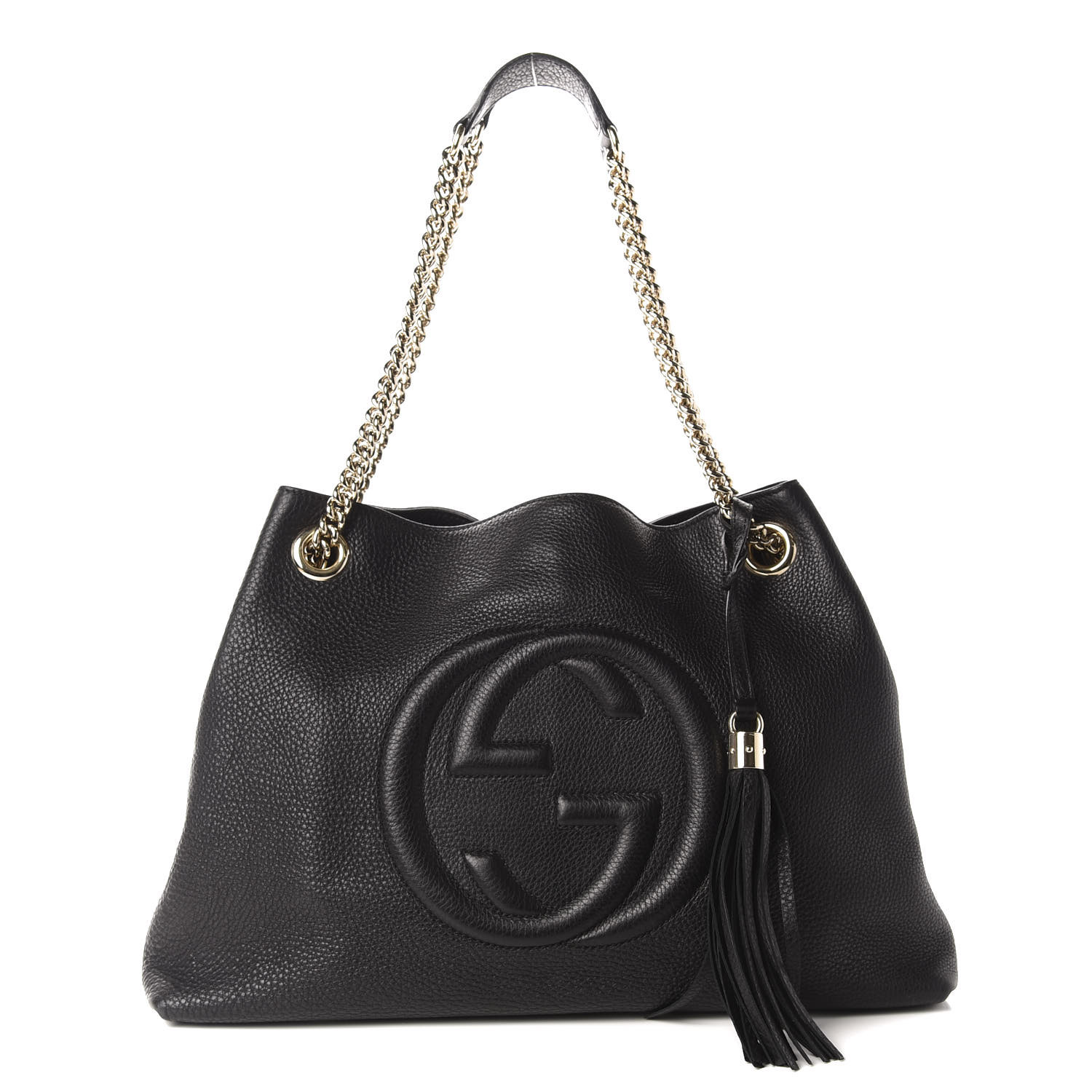 gucci pebbled calfskin medium soho chain shoulder bag black