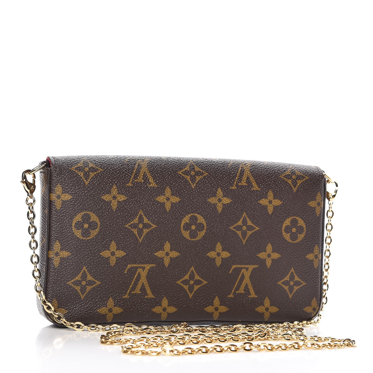louis vuitton pochette felicie monogram fuchsia LOUIS VUITTON Monogram Pochette Felicie Chain Wallet Fuchsia 336399