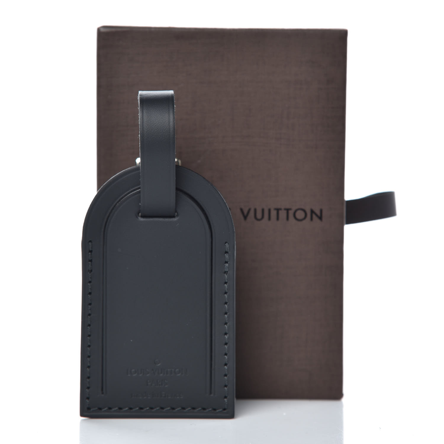 LOUIS VUITTON Calfskin Luggage Tag Black 356799