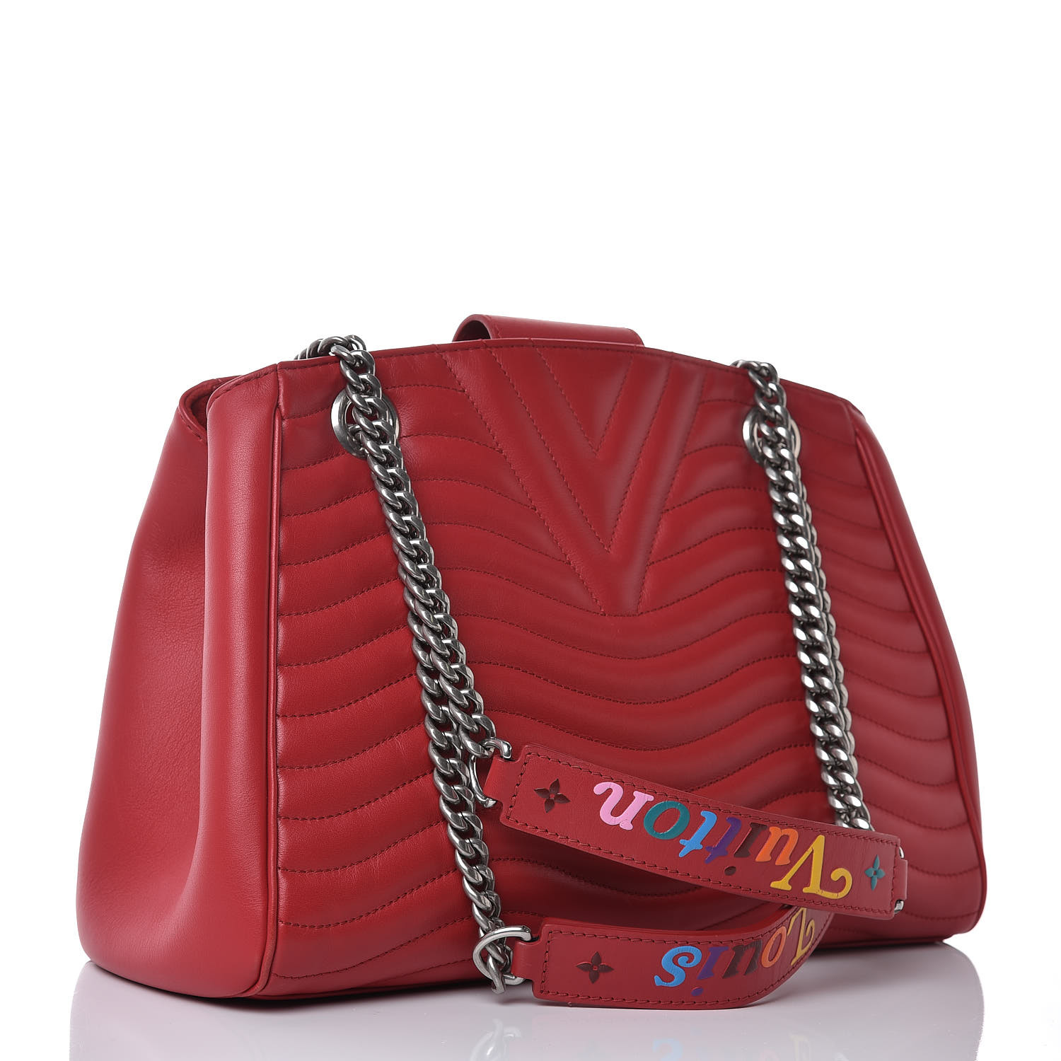 louis vuitton new wave chain tote review LOUIS VUITTON Calfskin New Wave Chain Tote Ecarlate 359656