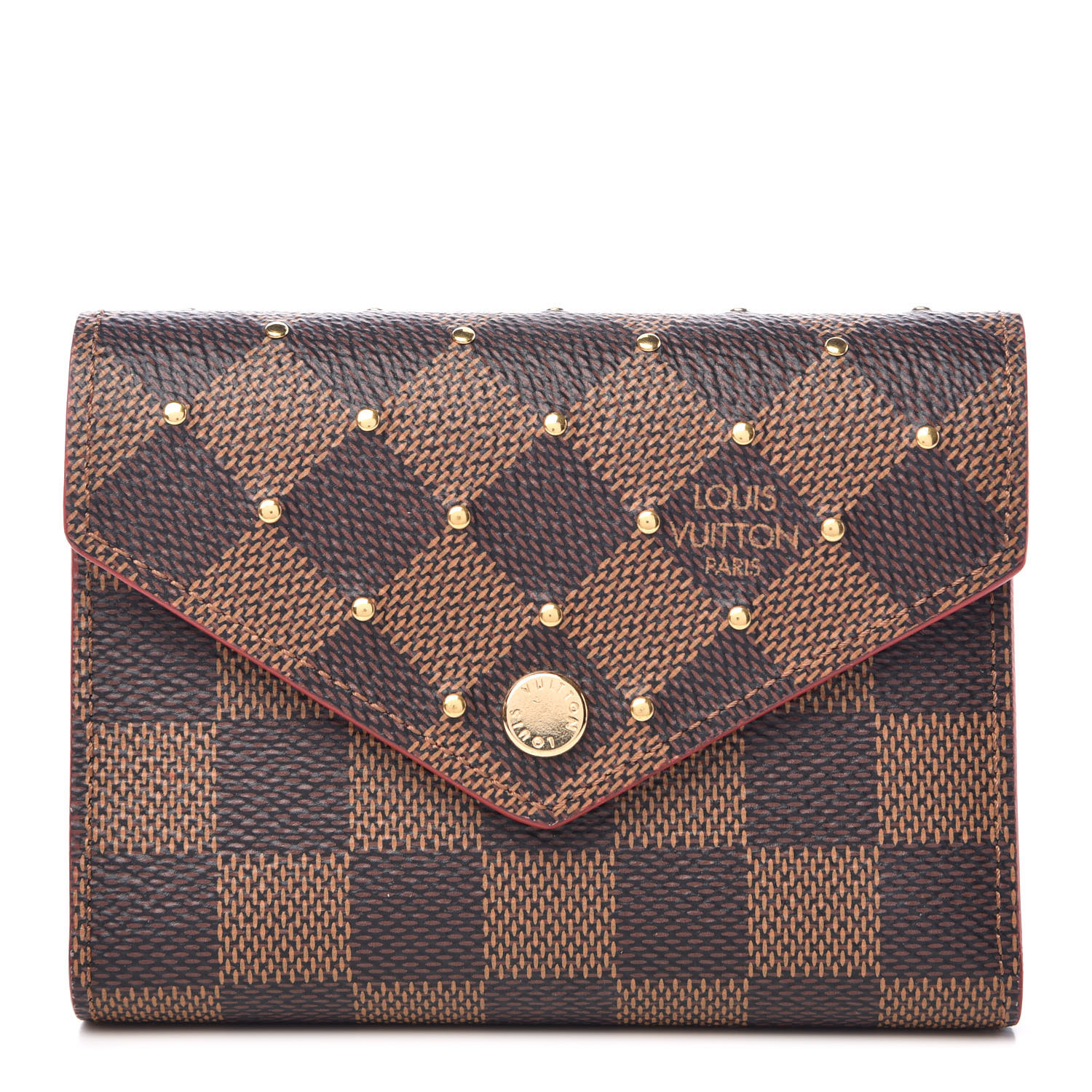 Louis Vuitton Damier Ebene Studded Victorine Wallet Cerise