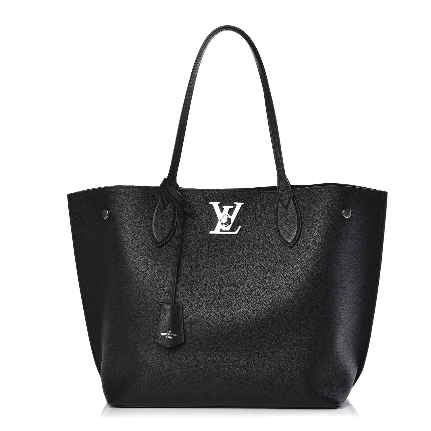 LOUIS VUITTON Calfskin Lockme Go Tote Black 359484