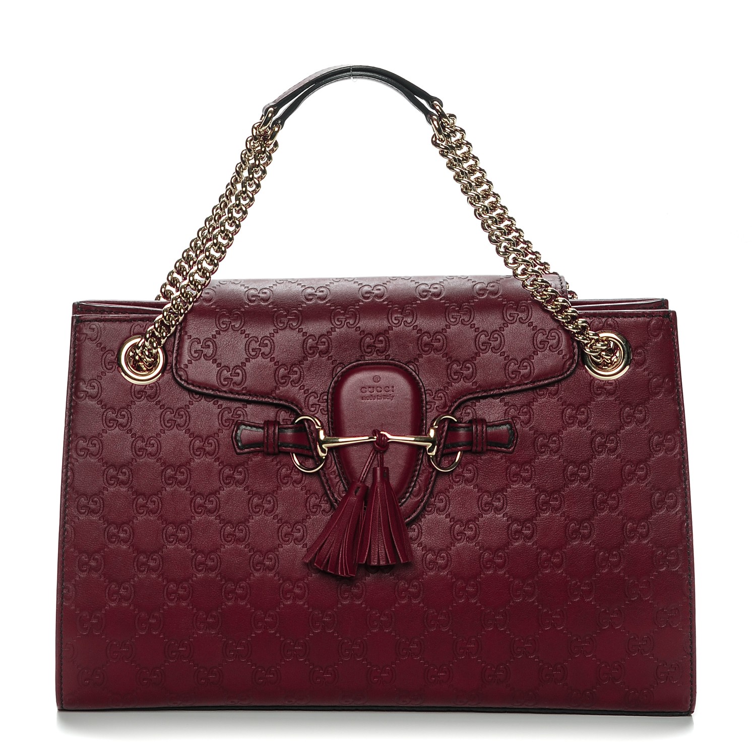 GUCCI Guccissima Large Emily Chain Shoulder Bag Ruby Red 195589 ...