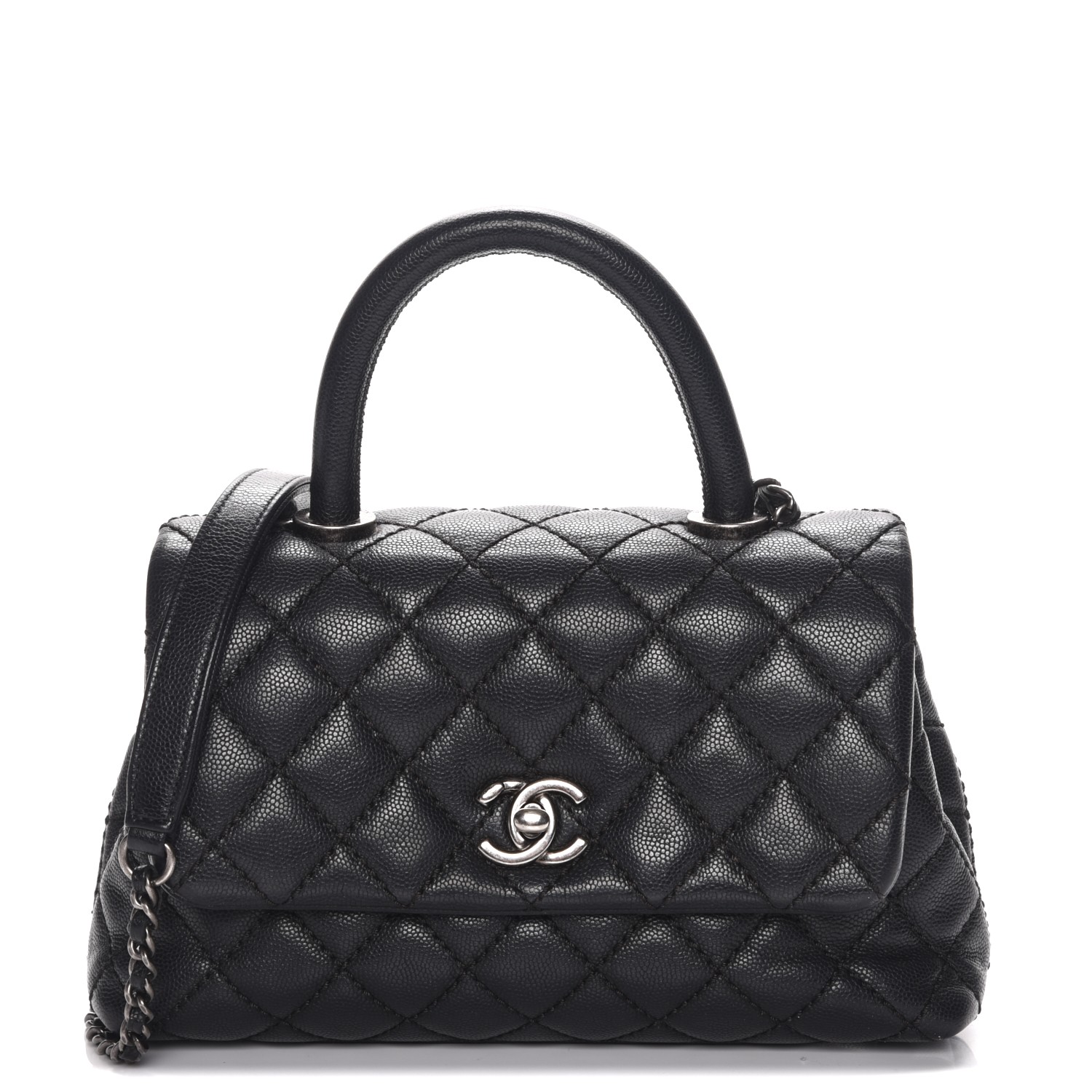 CHANEL Caviar Quilted Mini Coco Handle Flap Black 217131