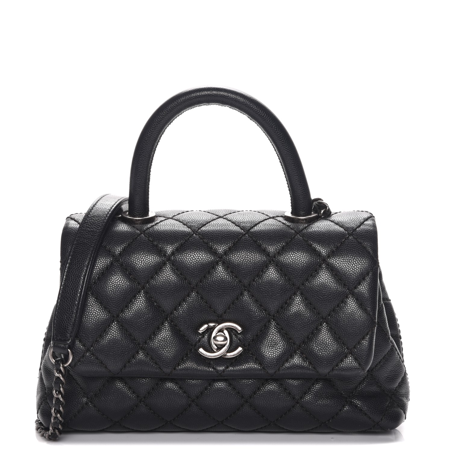 caviar quilted extra mini coco handle flap black