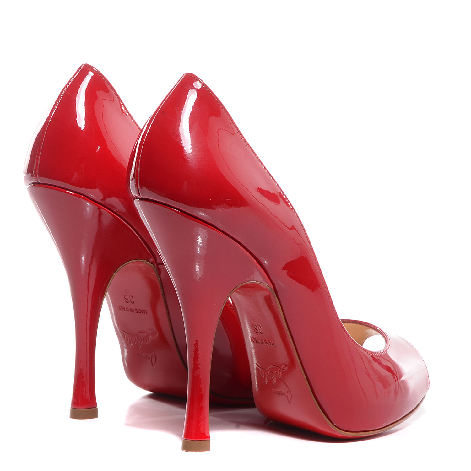 christian louboutin lady peep patent red sole pump