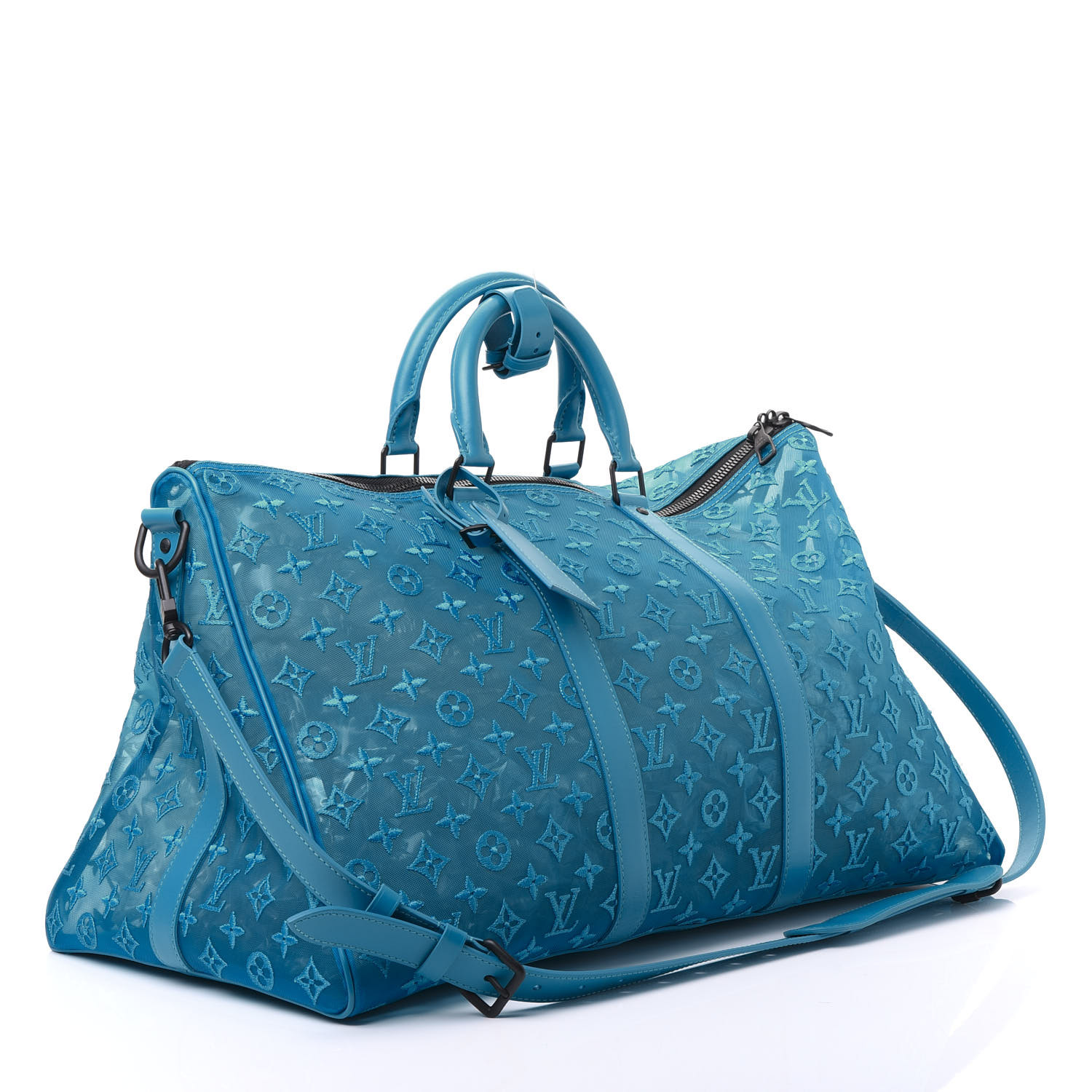 Louis Vuitton Blue Monogram Mesh Triangle Keepall Bandouliere