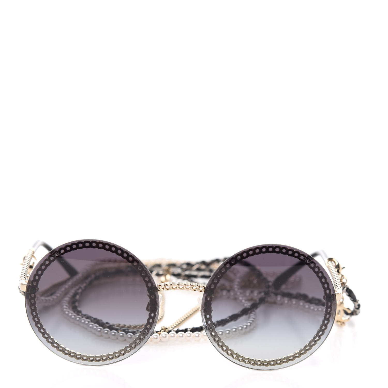 chanel round sunglasses with chain