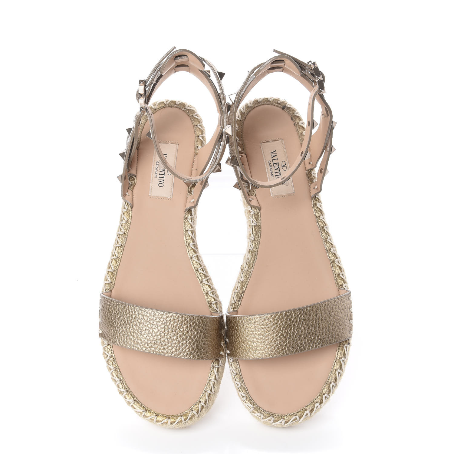 rockstud double grainy calfskin espadrille