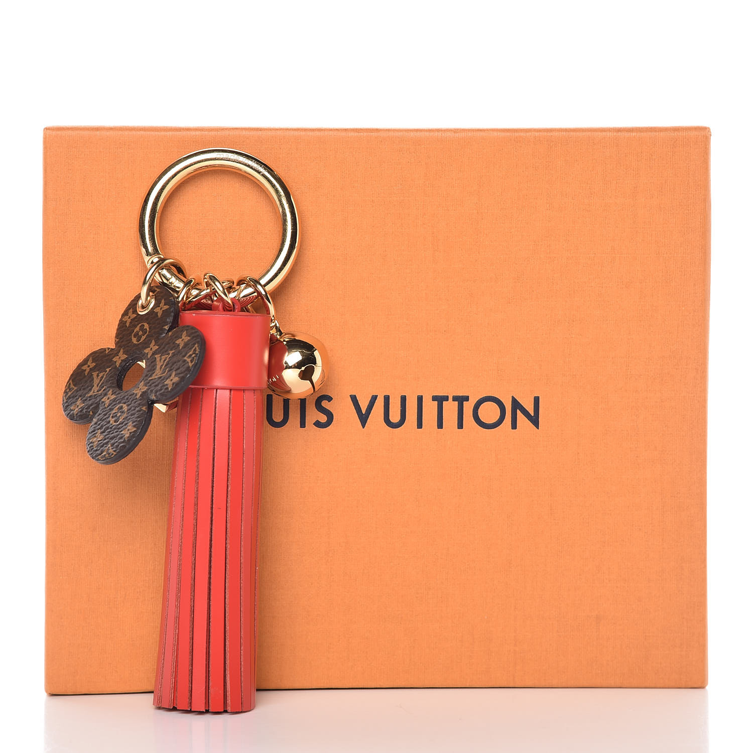 LOUIS VUITTON Mini Monogram Fetish Tassel Bag Charm Key Holder Coquelicot 372507