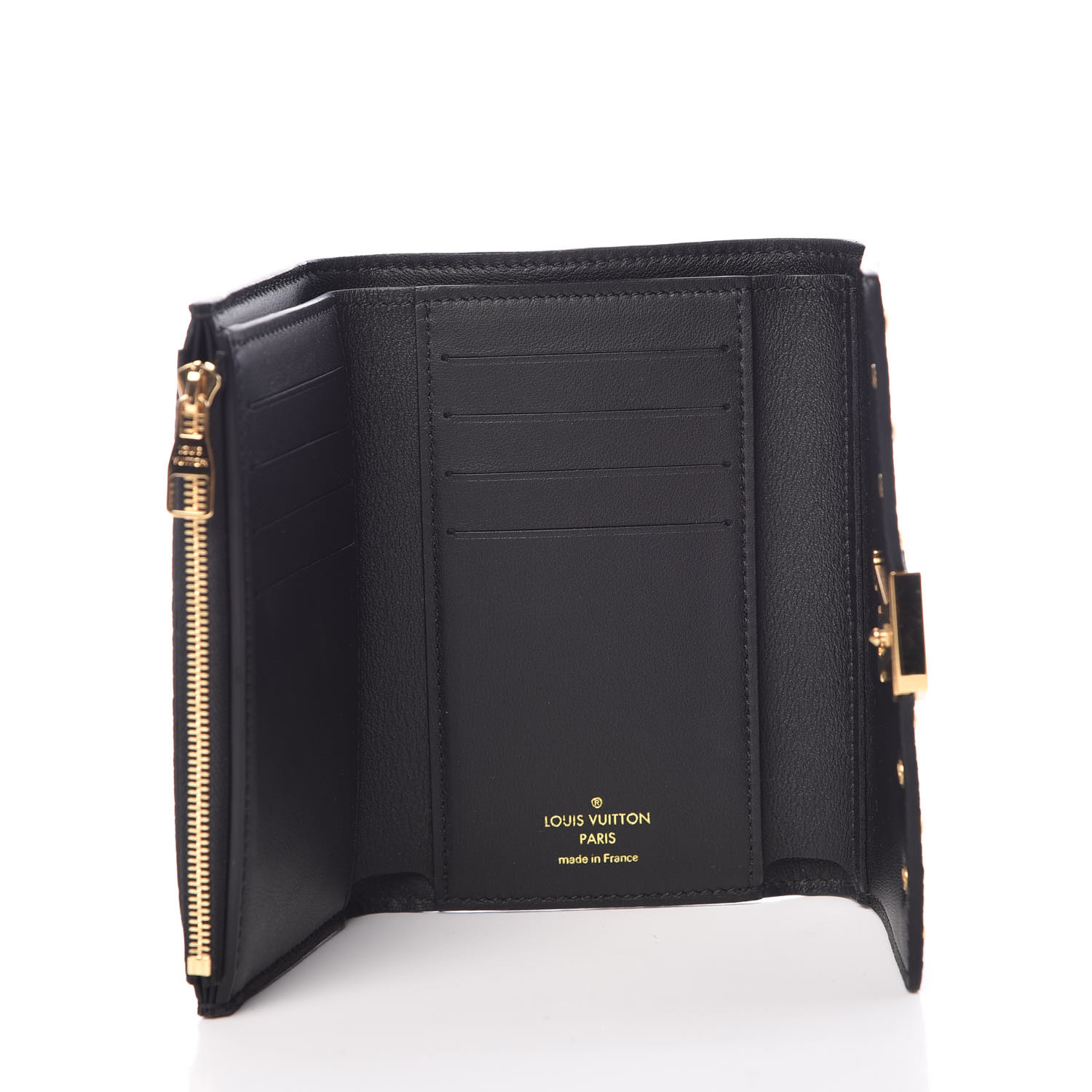 LOUIS VUITTON Taurillon Capucines Studded Compact Wallet Black 371664