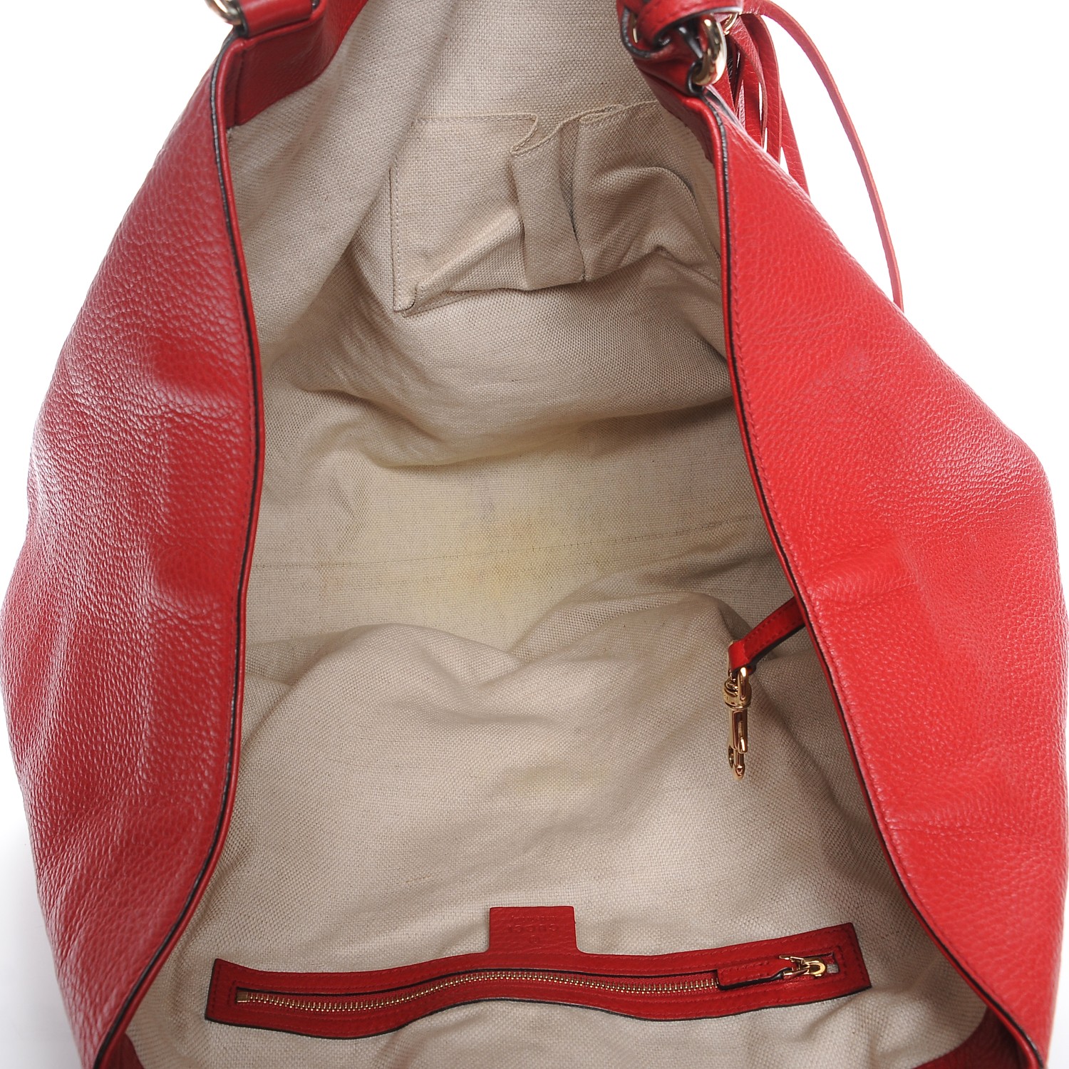 GUCCI Pebbled Calfskin Large Soho Shoulder Bag Red 258816