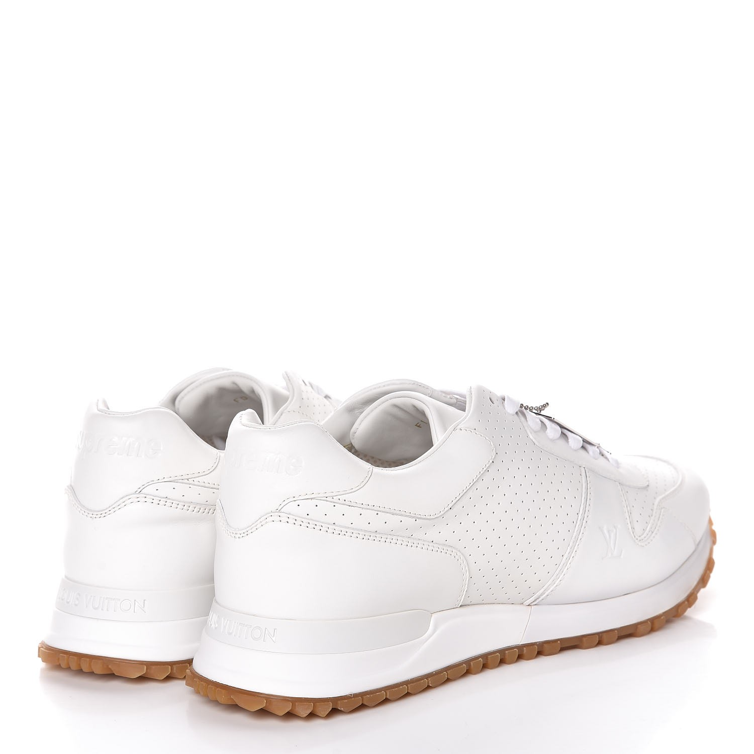 LOUIS VUITTON X SUPREME Calfskin Mens Runaway Sneakers 7.5 White 317951