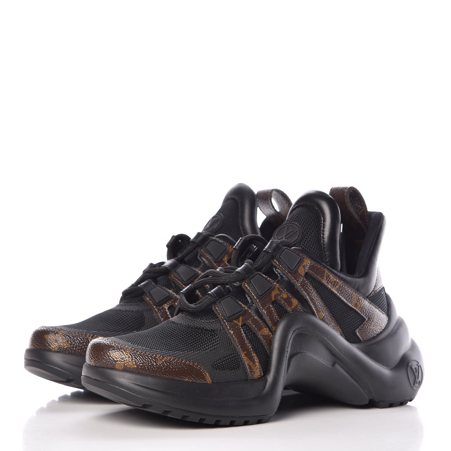 LOUIS VUITTON Patent Monogram LV Archlight Sneakers 37 Black 369518