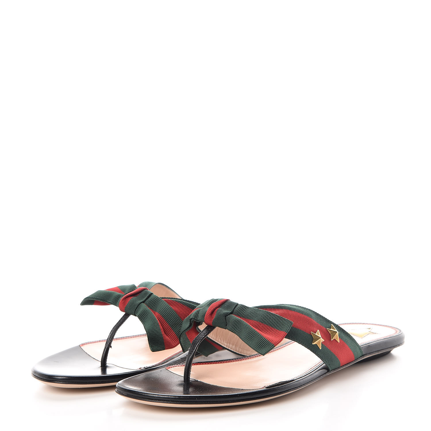 gucci web & leather thong sandals