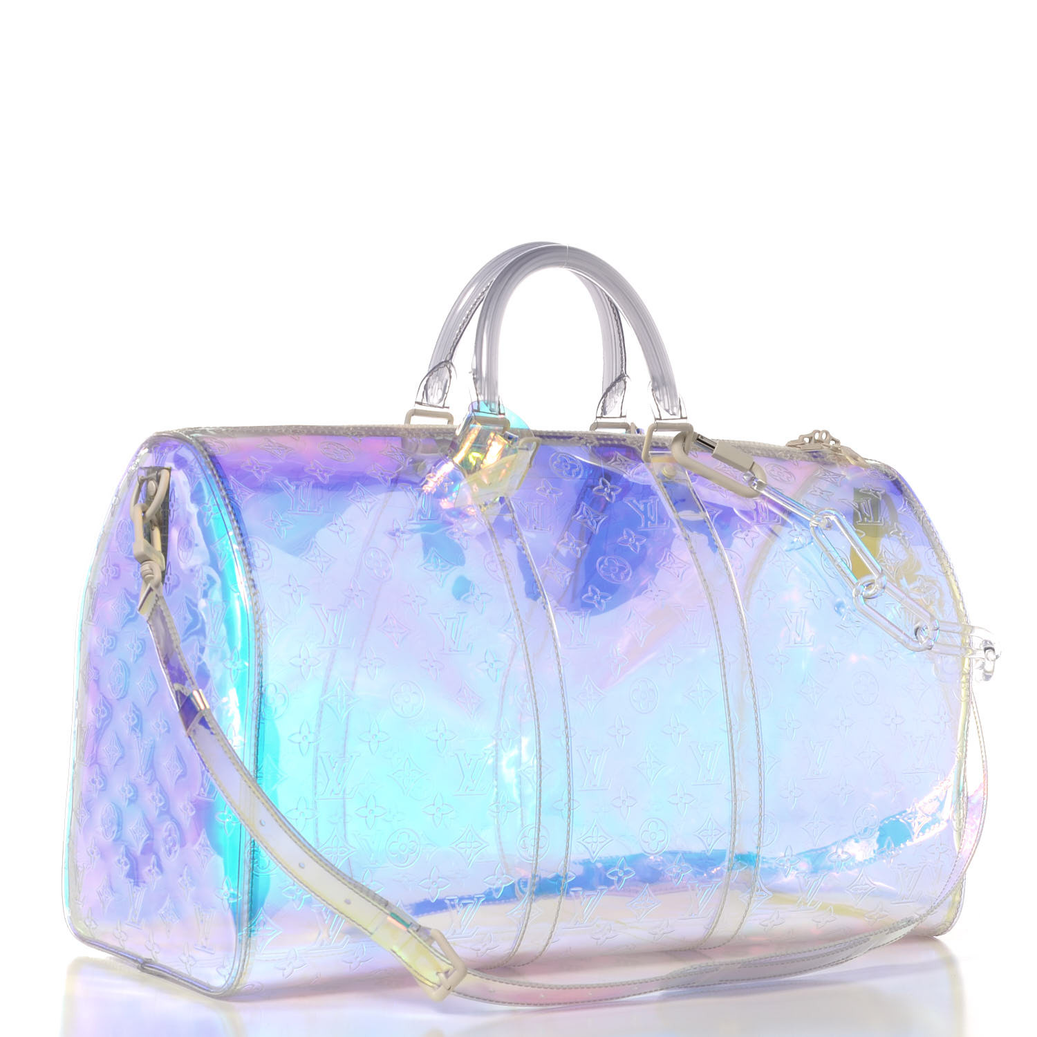 LOUIS VUITTON PVC Monogram Keepall Bandouliere 50 Iridescent Prism 367838