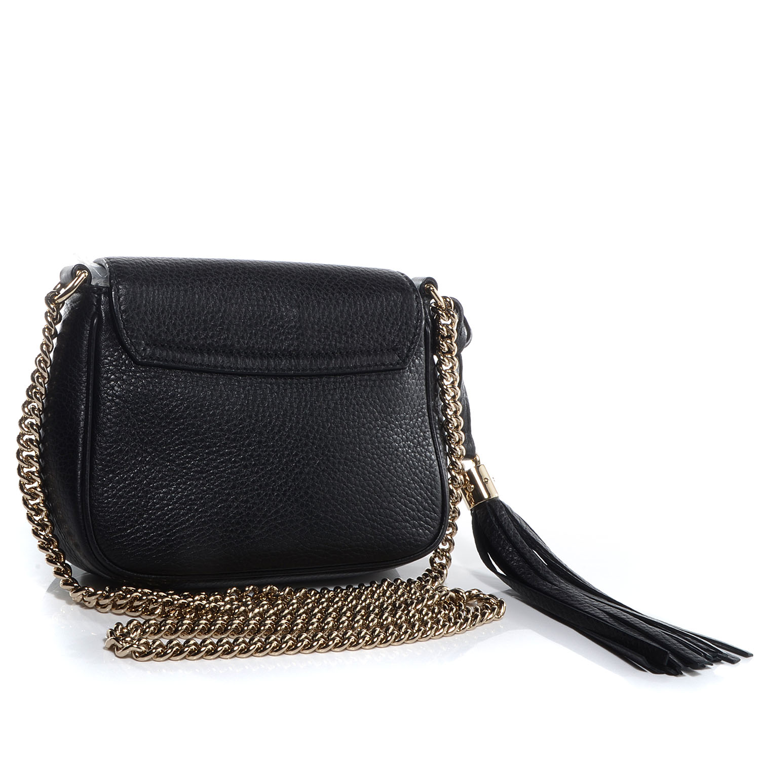 GUCCI Leather Small Soho Chain Shoulder Bag Black 74957