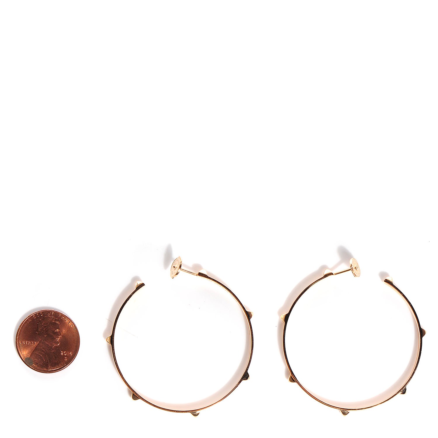 HERMES 18K Rose Gold Mini Clous Hoop Earrings 102354